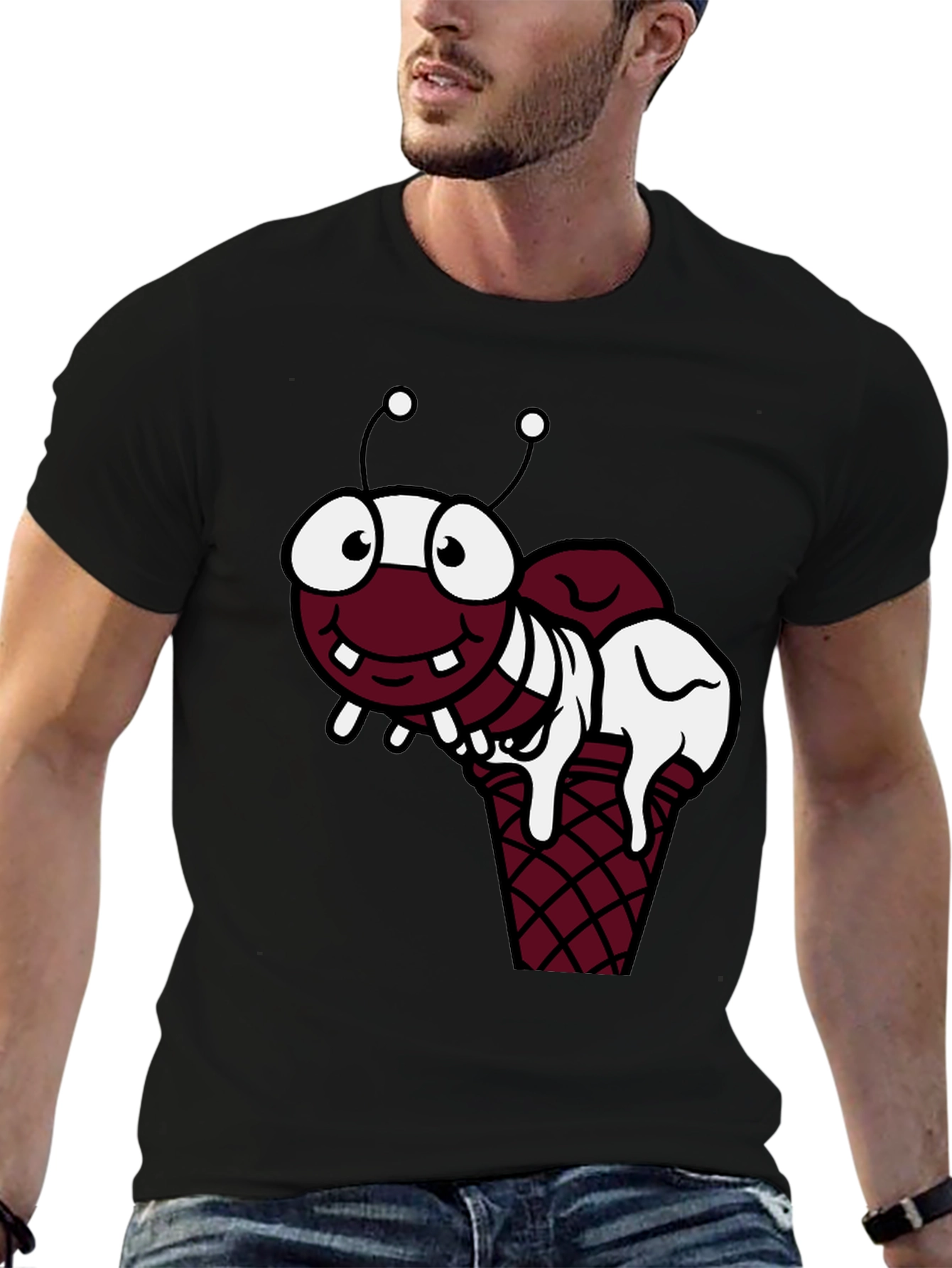 Cartoon Ant Ice Cream Graphic T-Shirt