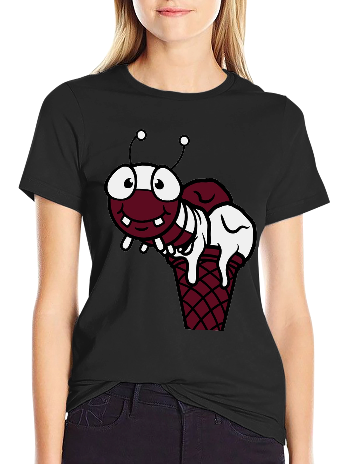 Cartoon Ant Ice Cream Graphic T-Shirt