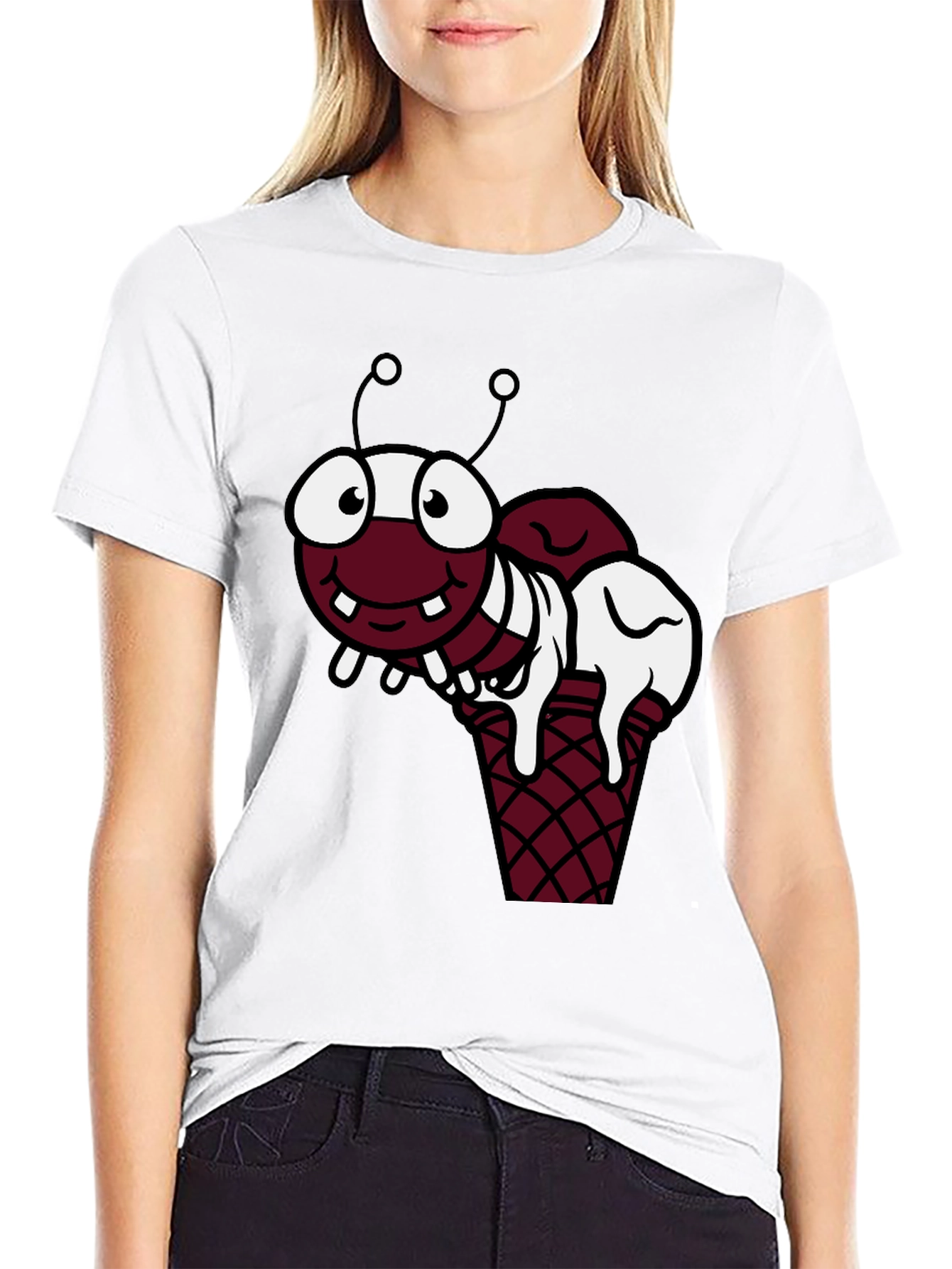 Cartoon Ant Ice Cream Graphic T-Shirt