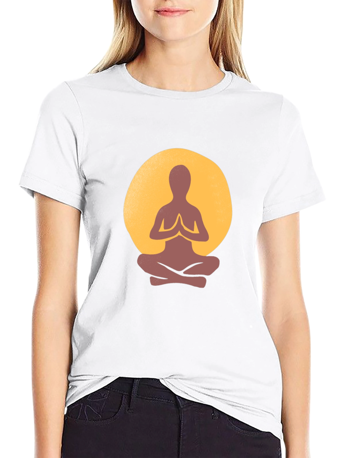 Zen Meditation Graphic Tee - Black Cotton Blend