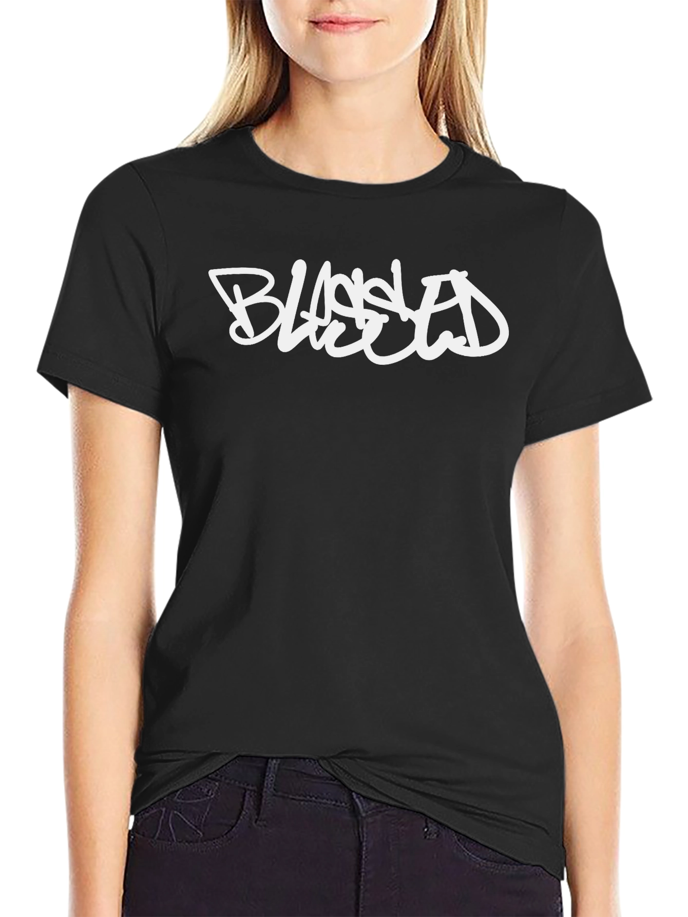 Blessed Black Graphic Print T-Shirt