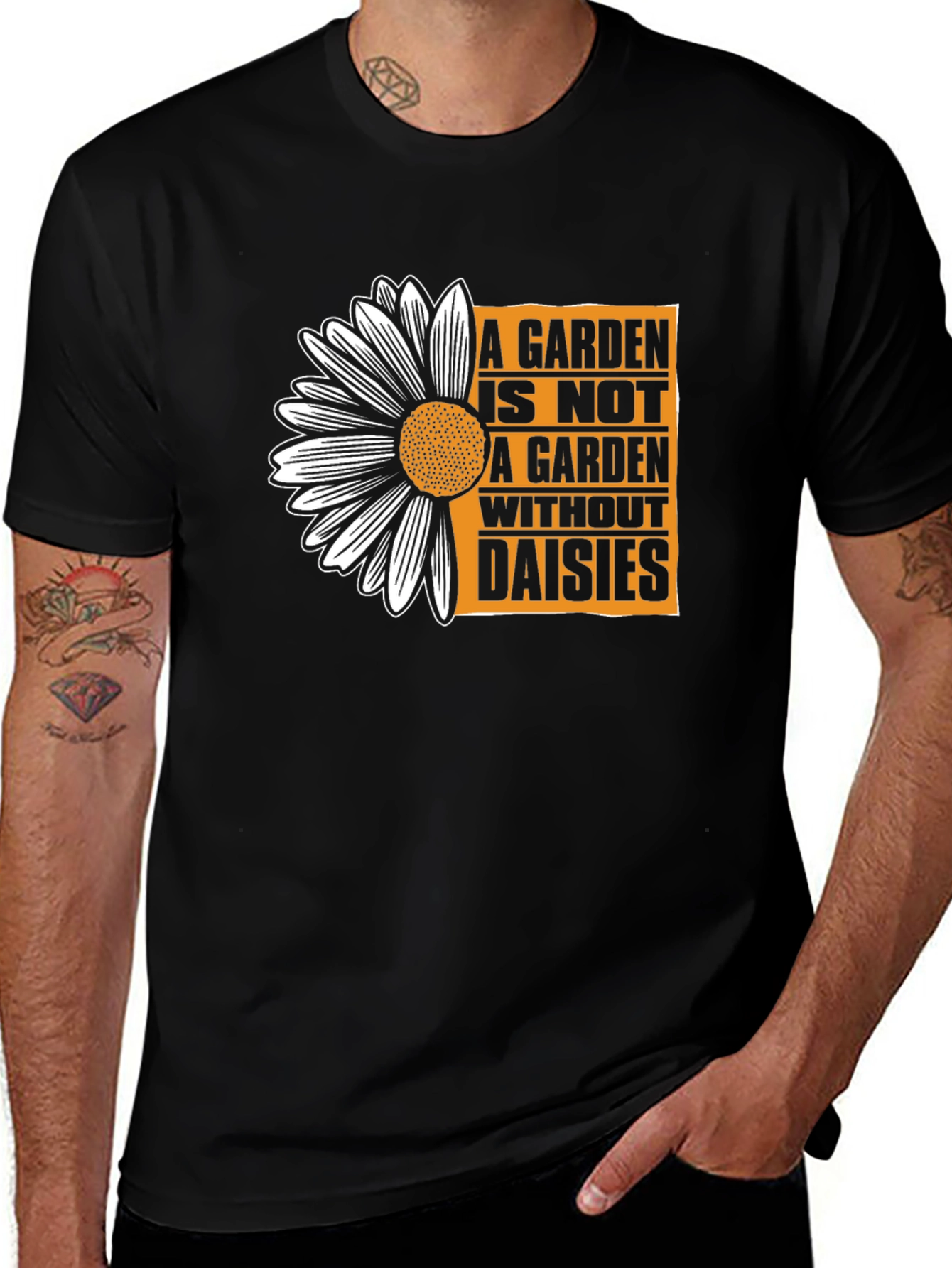 Garden Daisies Graphic Tee - Black