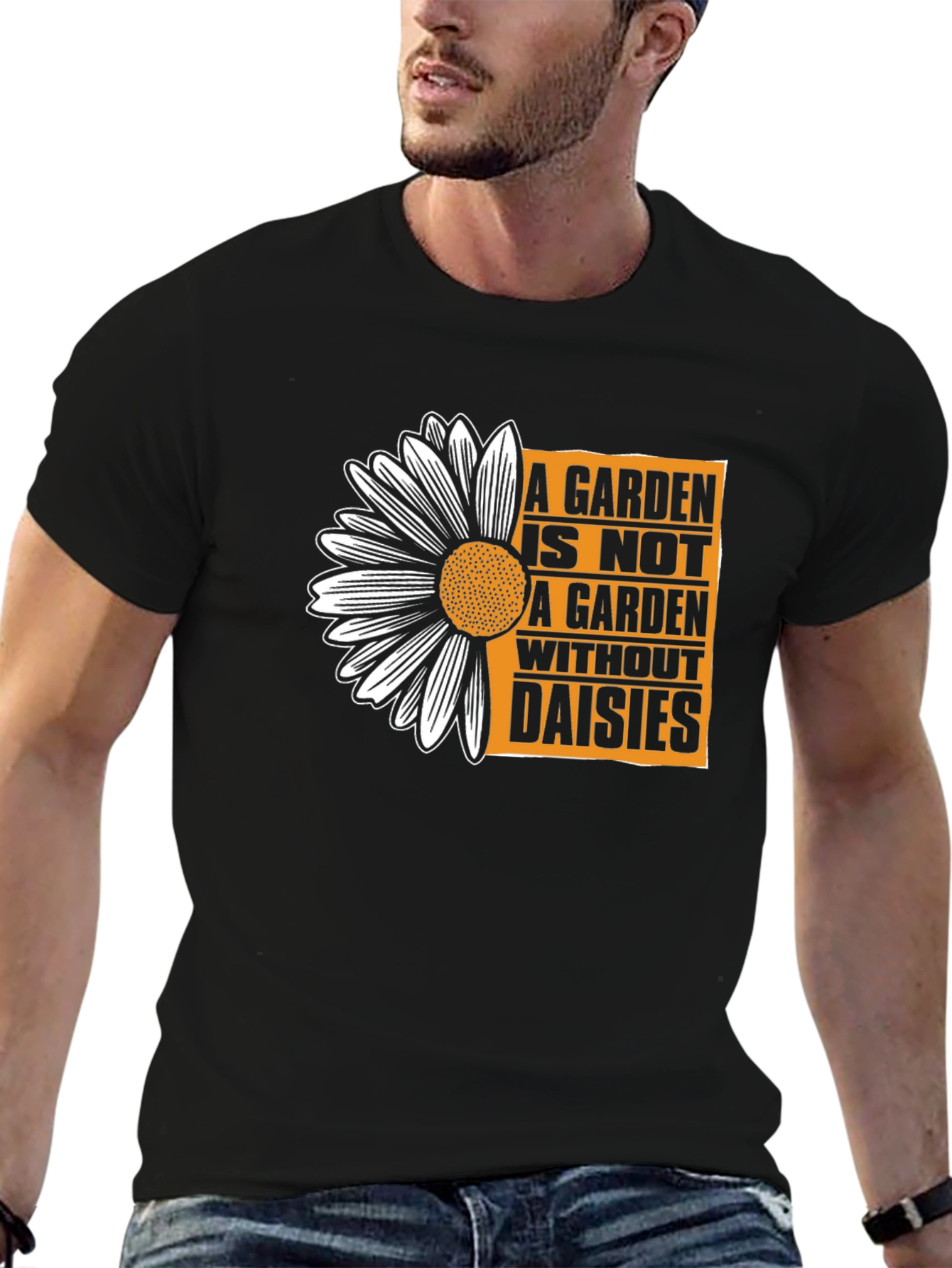 Garden Daisies Graphic Tee - Black