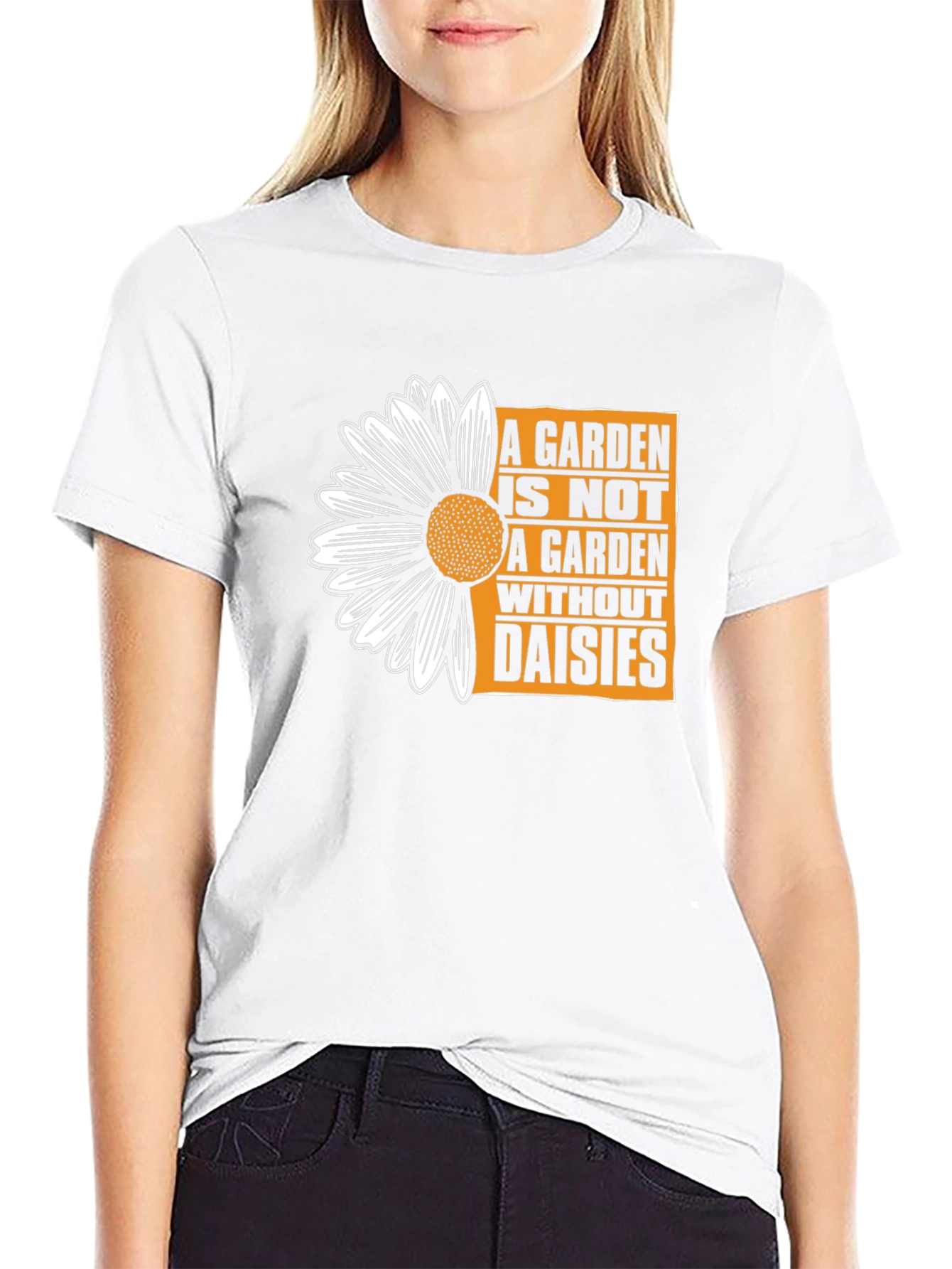 Garden Daisies Graphic Tee - Black