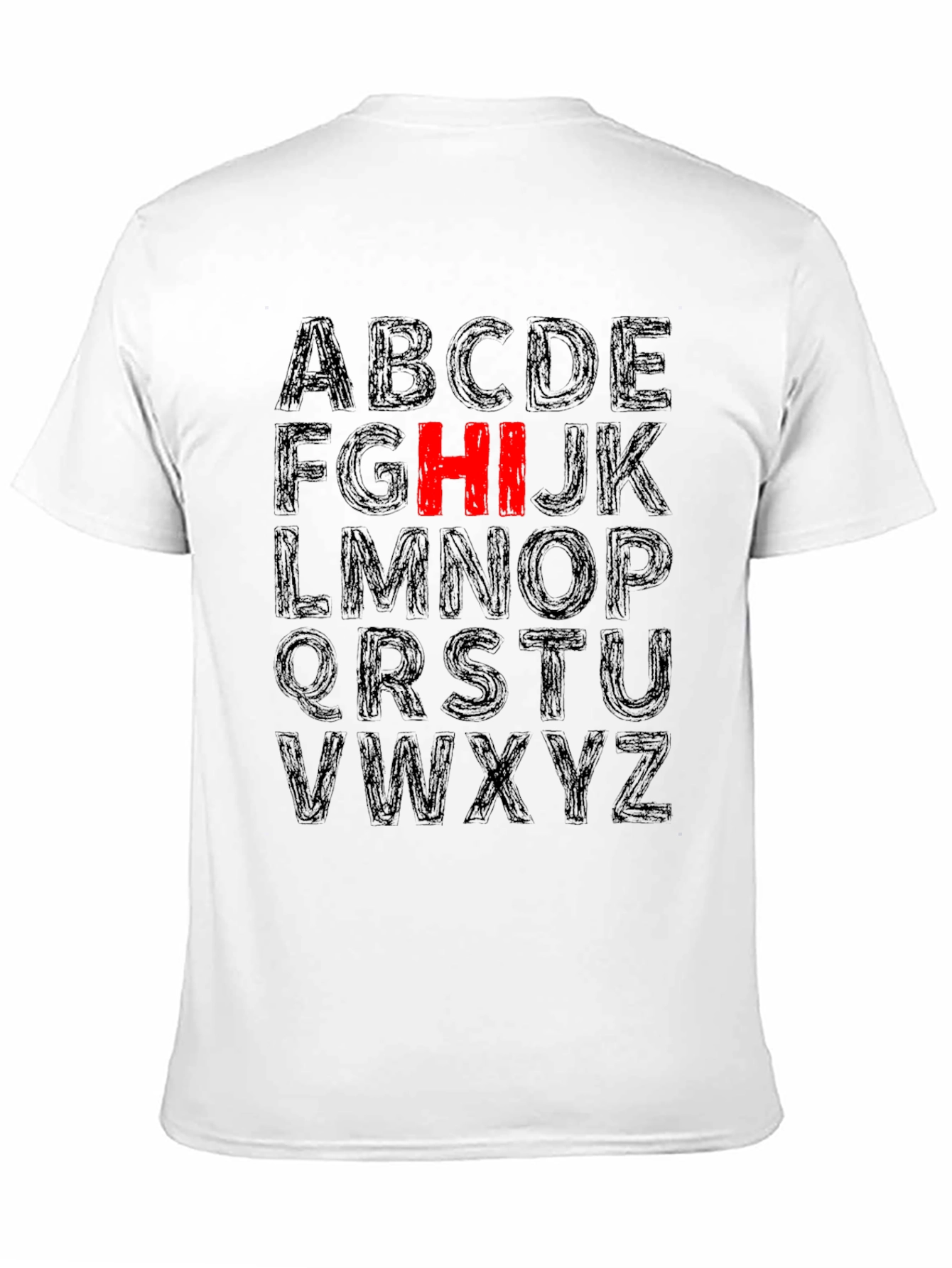 Alphabet HI Graphic Tee - Casual Black T-Shirt