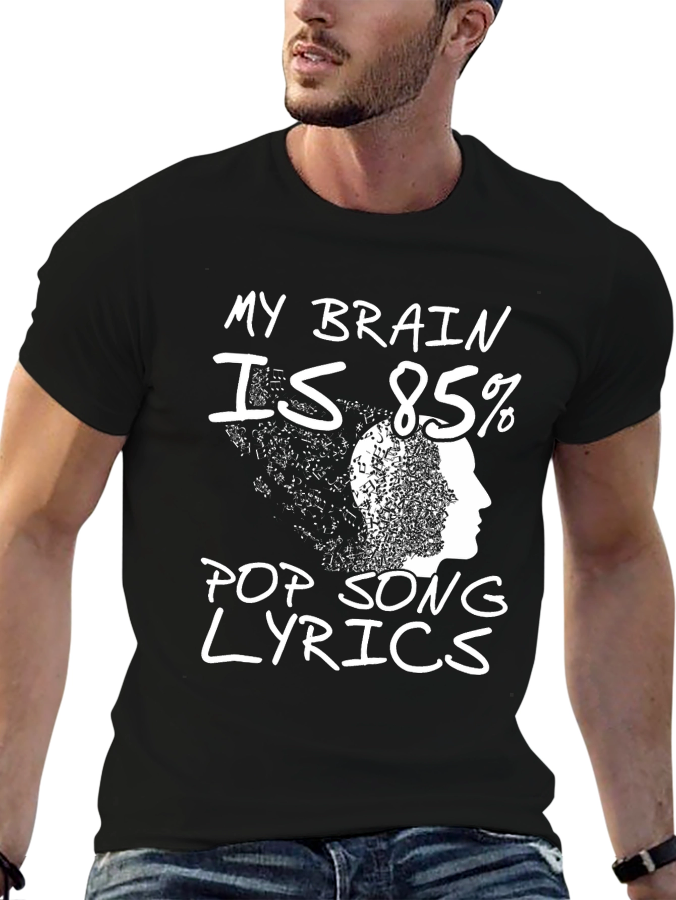 Funny Pop Song Lyrics Brain Graphic Tee
