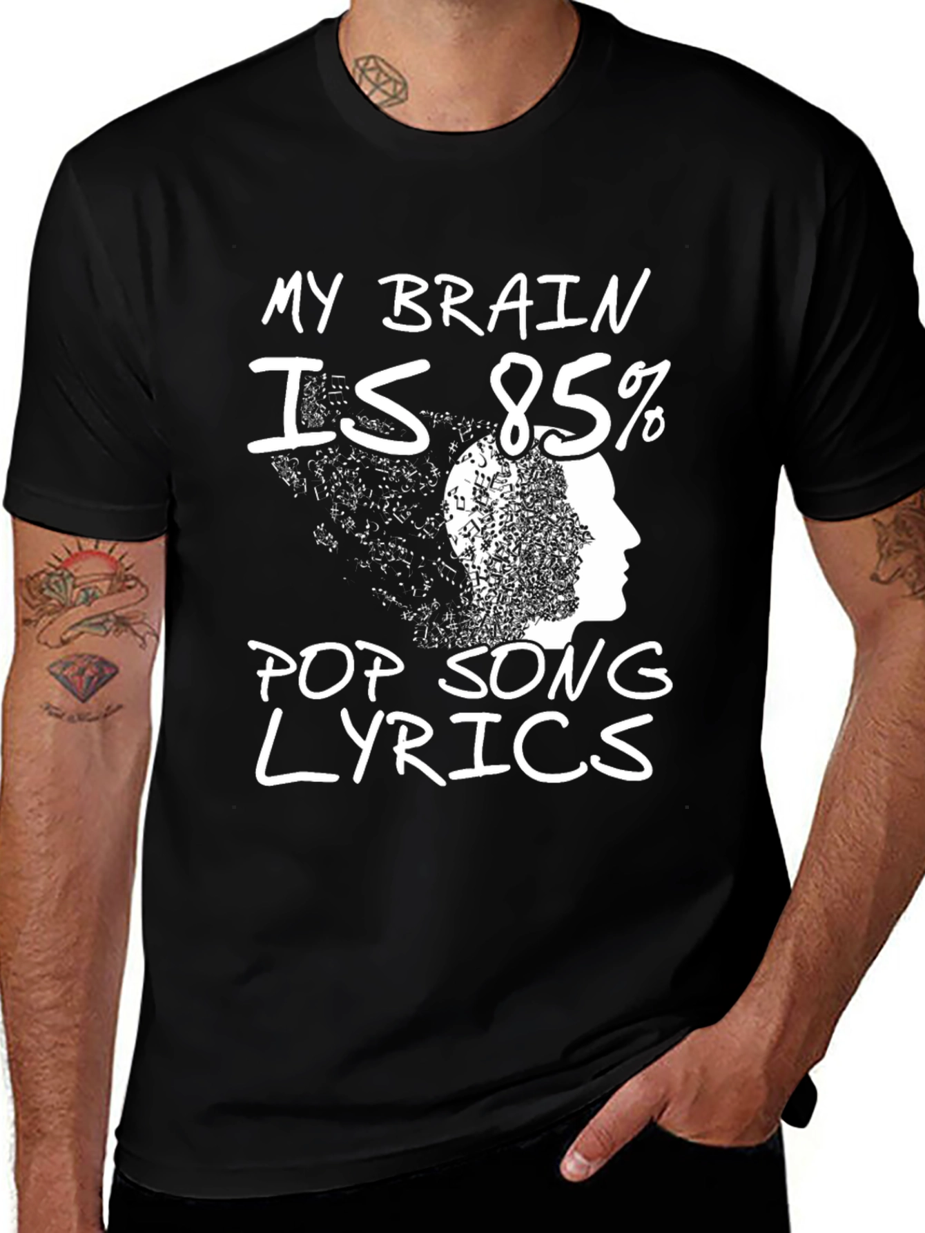 Funny Pop Song Lyrics Brain Graphic Tee