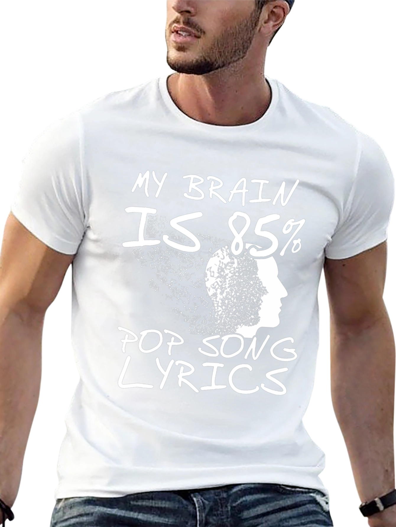 Funny Pop Song Lyrics Brain Graphic Tee