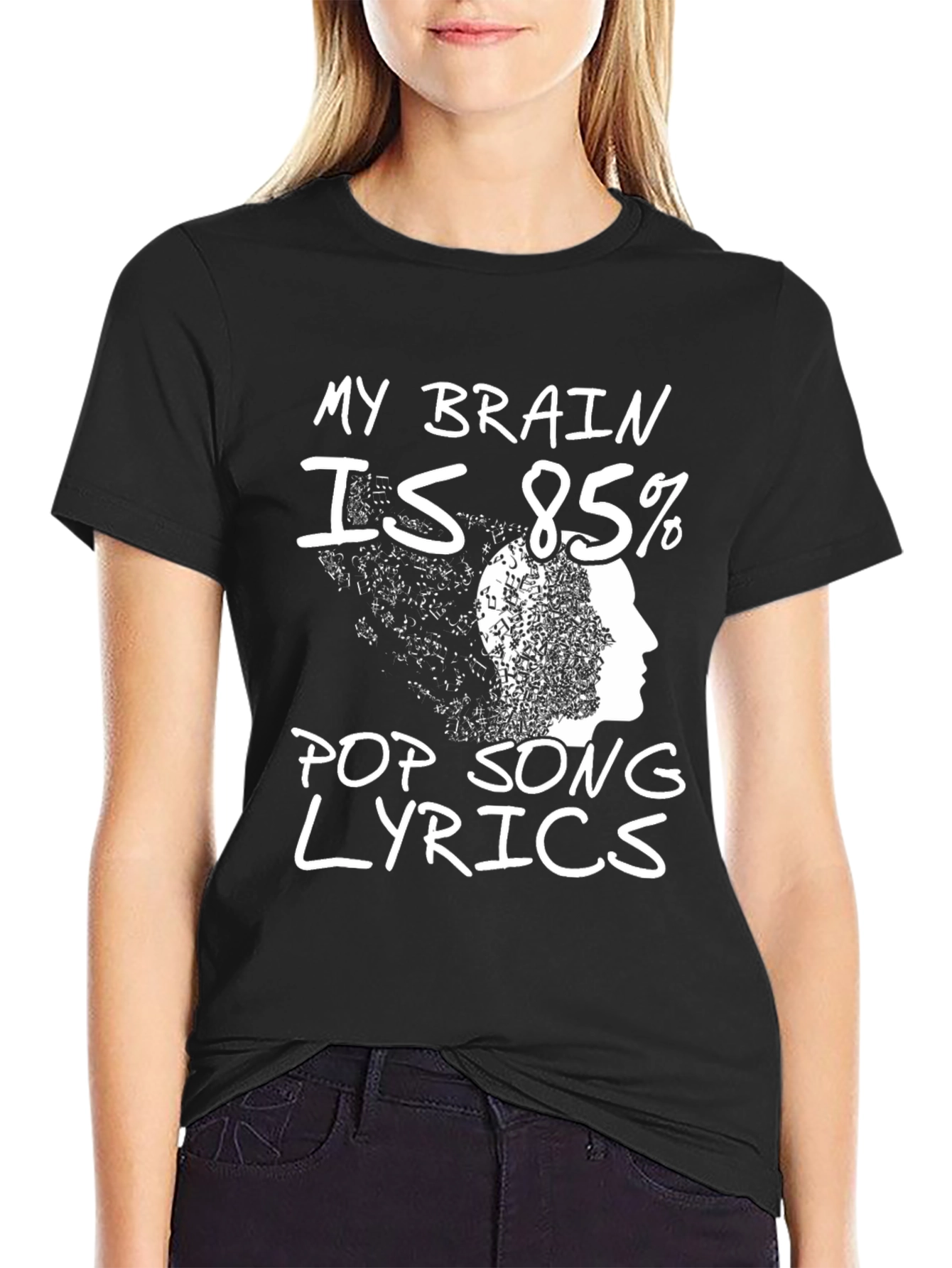Funny Pop Song Lyrics Brain Graphic Tee