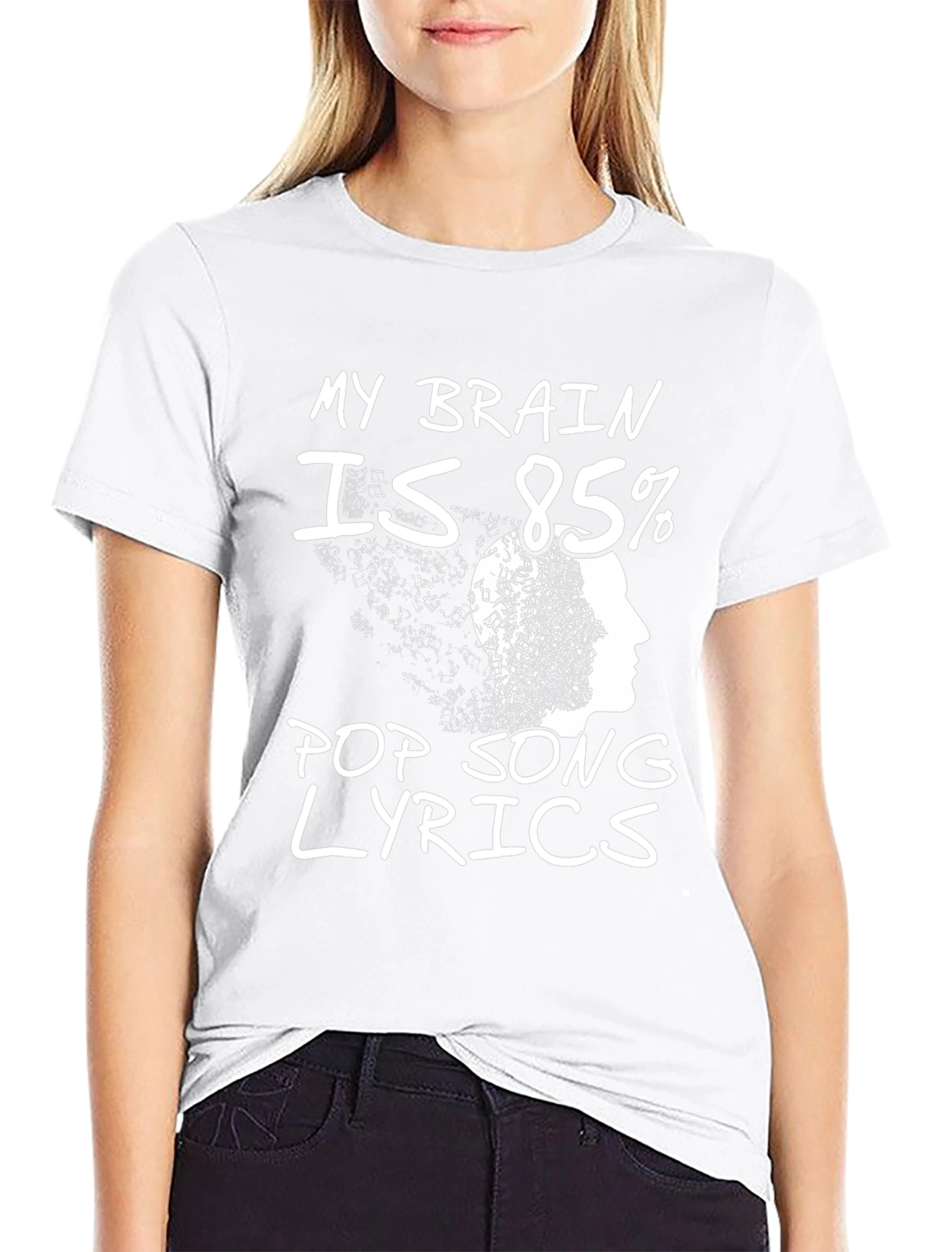 Funny Pop Song Lyrics Brain Graphic Tee