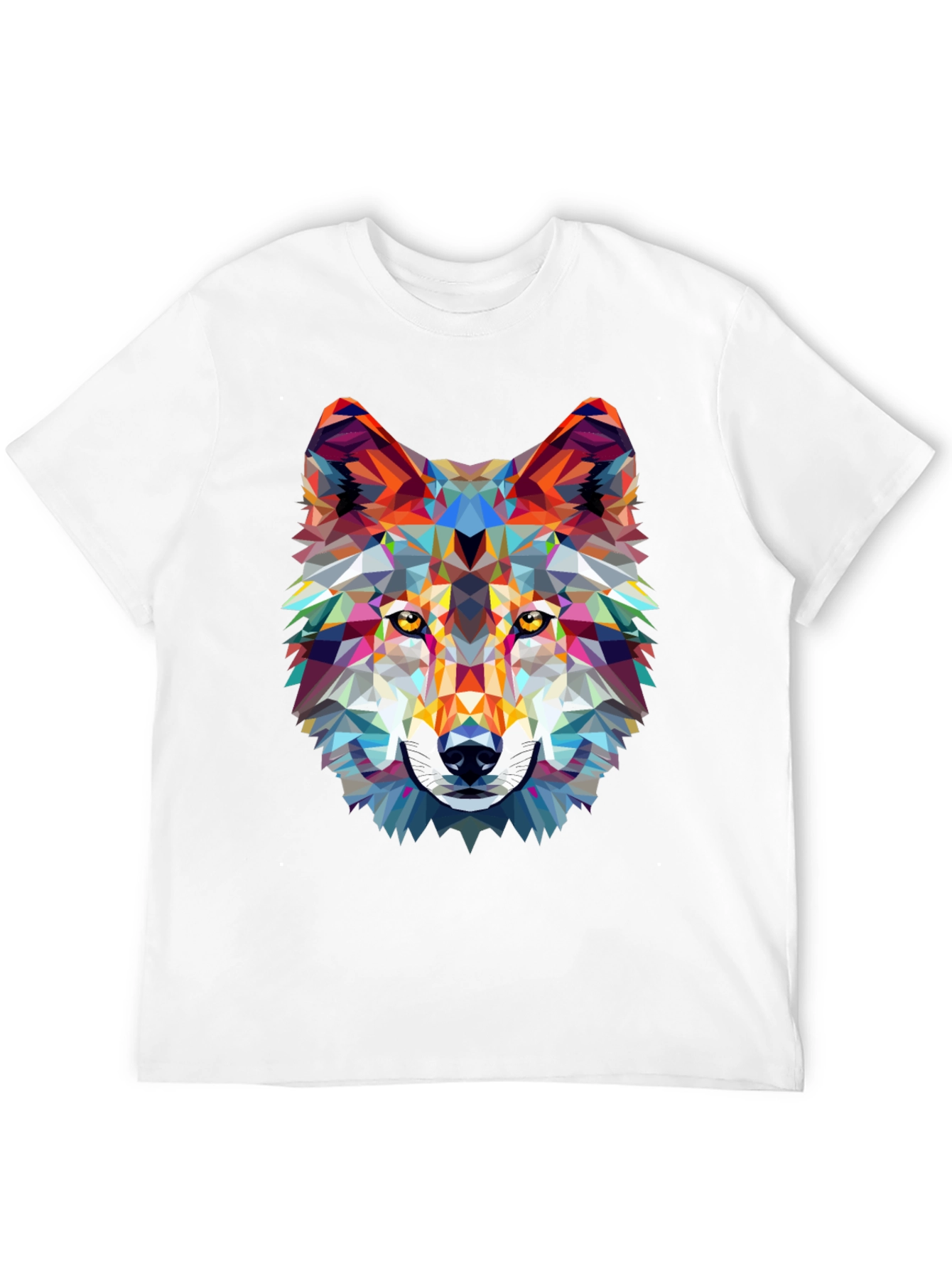 Geometric Wolf Graphic Print Black T-Shirt