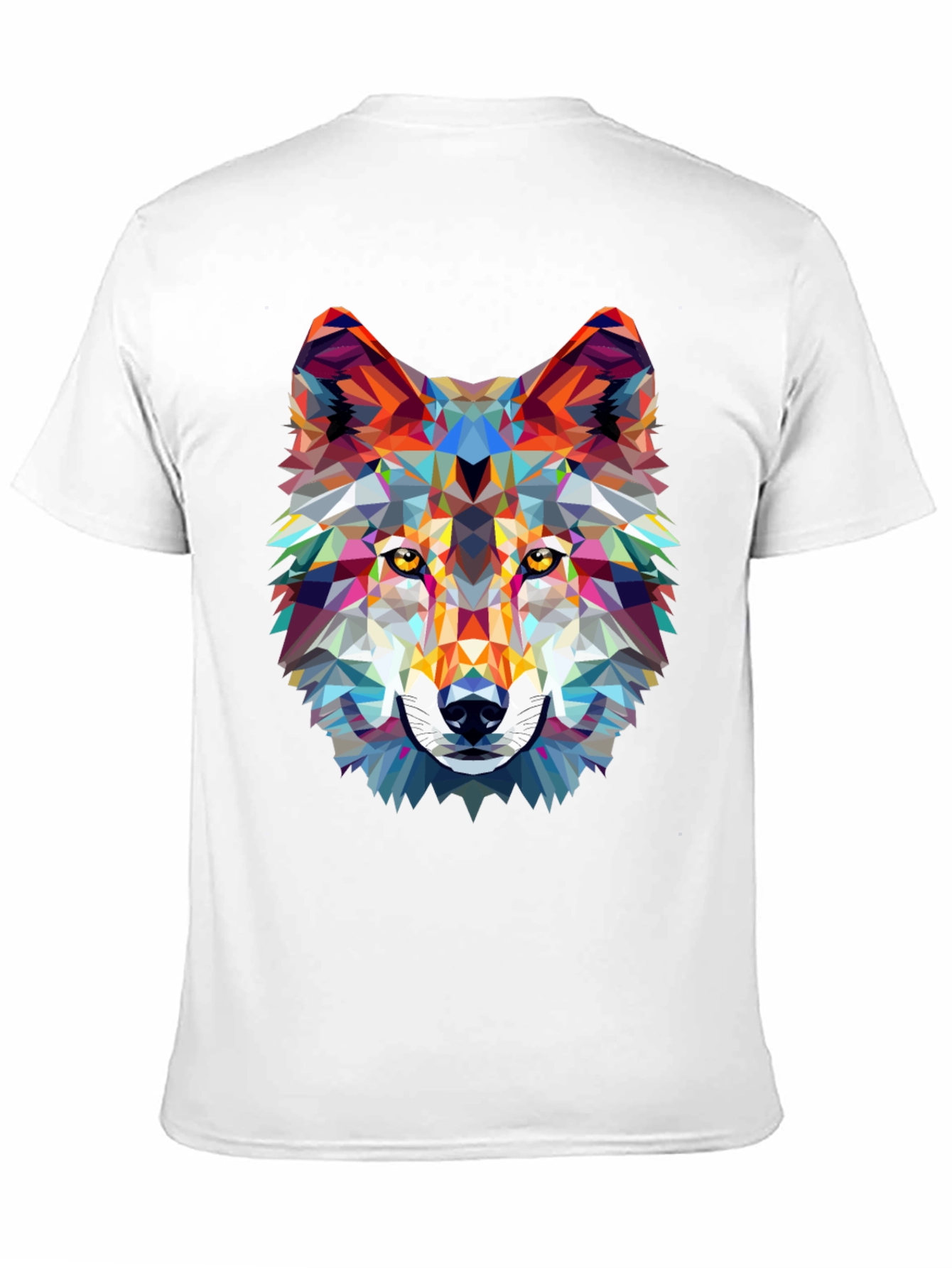 Geometric Wolf Graphic Print Black T-Shirt