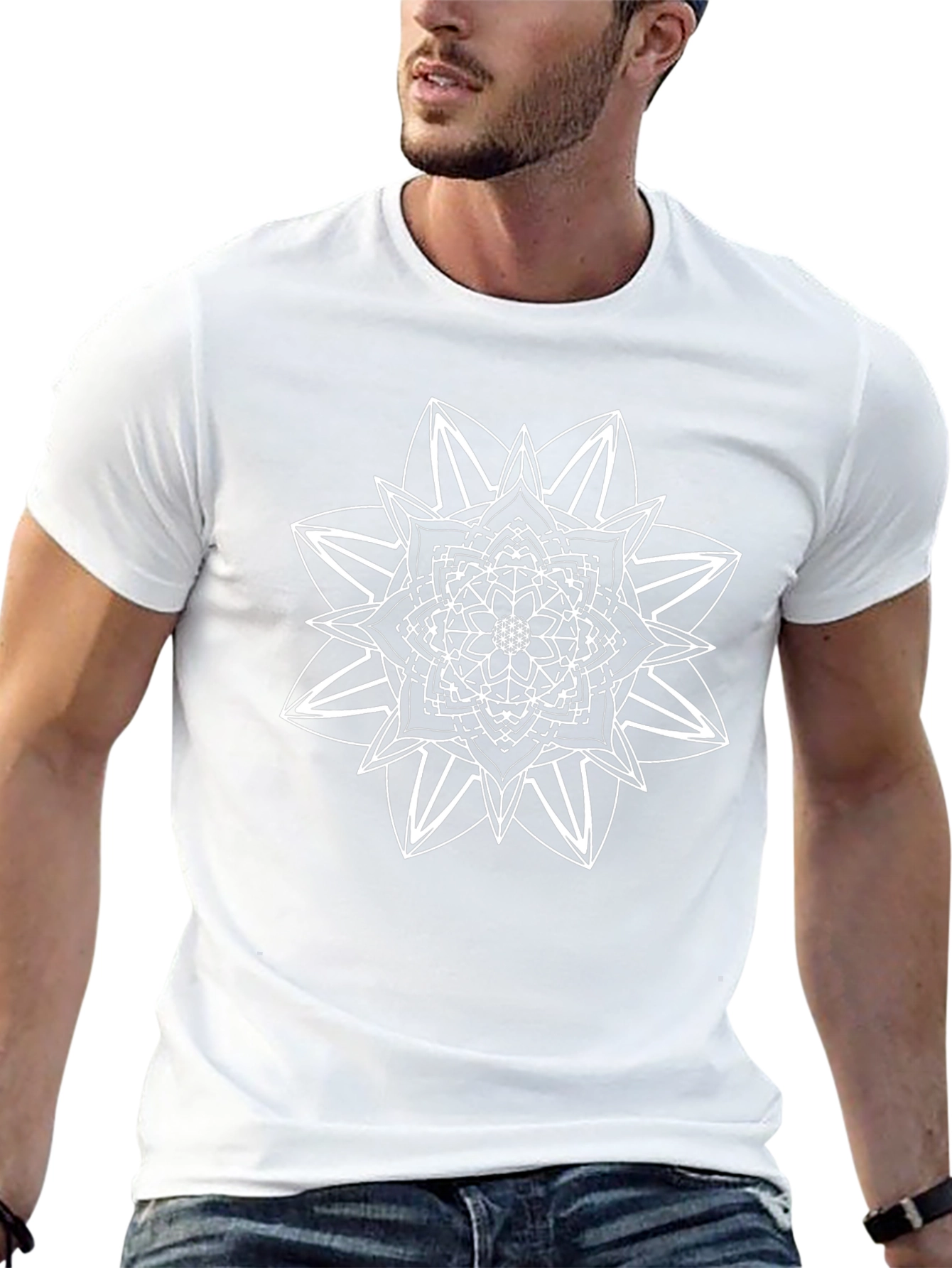 Geometric Mandala Graphic Black T-Shirt
