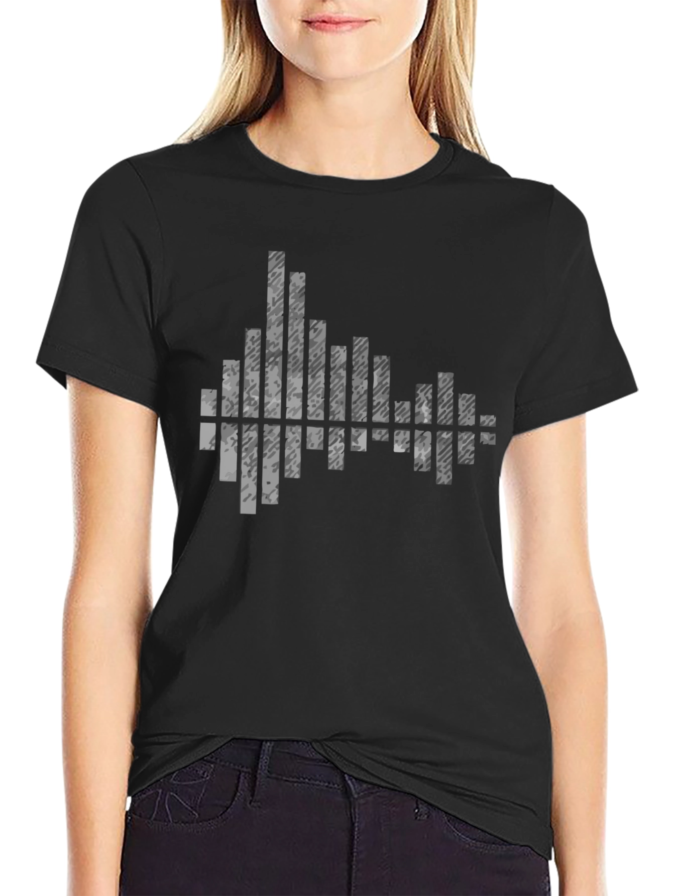 Abstract Soundwave Graphic Tee - Black