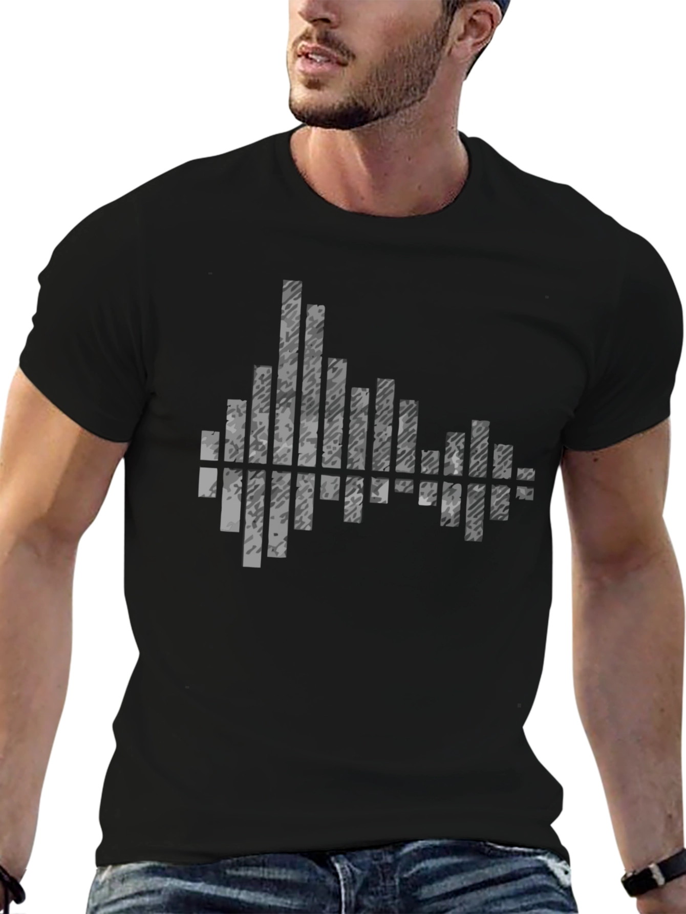 Abstract Soundwave Graphic Tee - Black