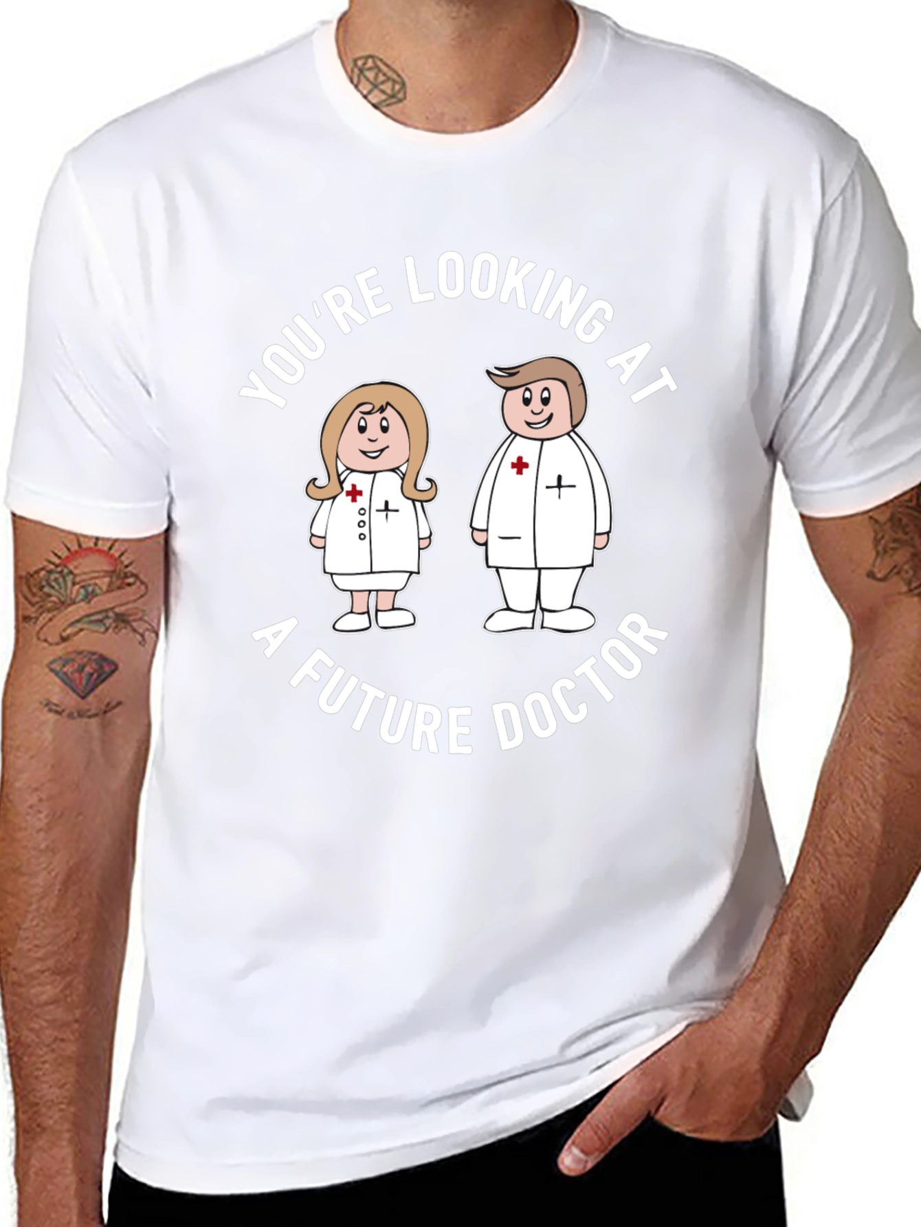 Future Doctor Cartoon Black T-Shirt