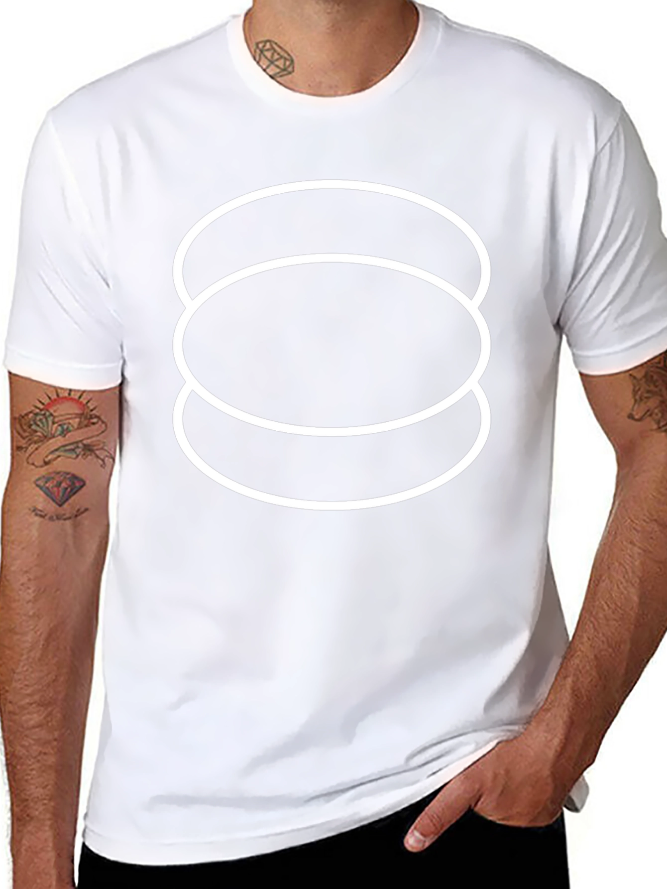 Abstract Circles Graphic Print Black T-Shirt