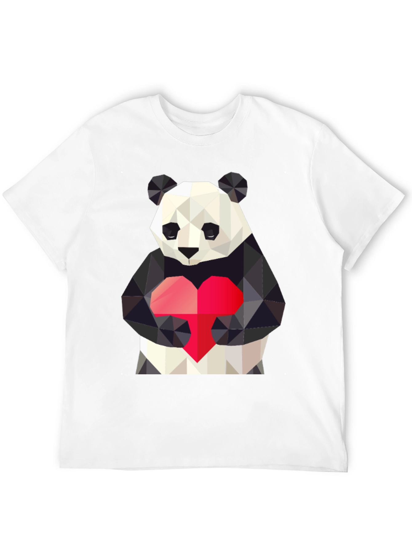 Geometric Panda Heart Graphic Tee - Mens Black T-Shirt