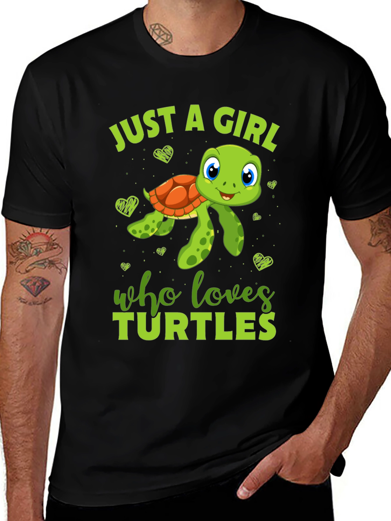 Girl Who Loves Turtles Black T-Shirt