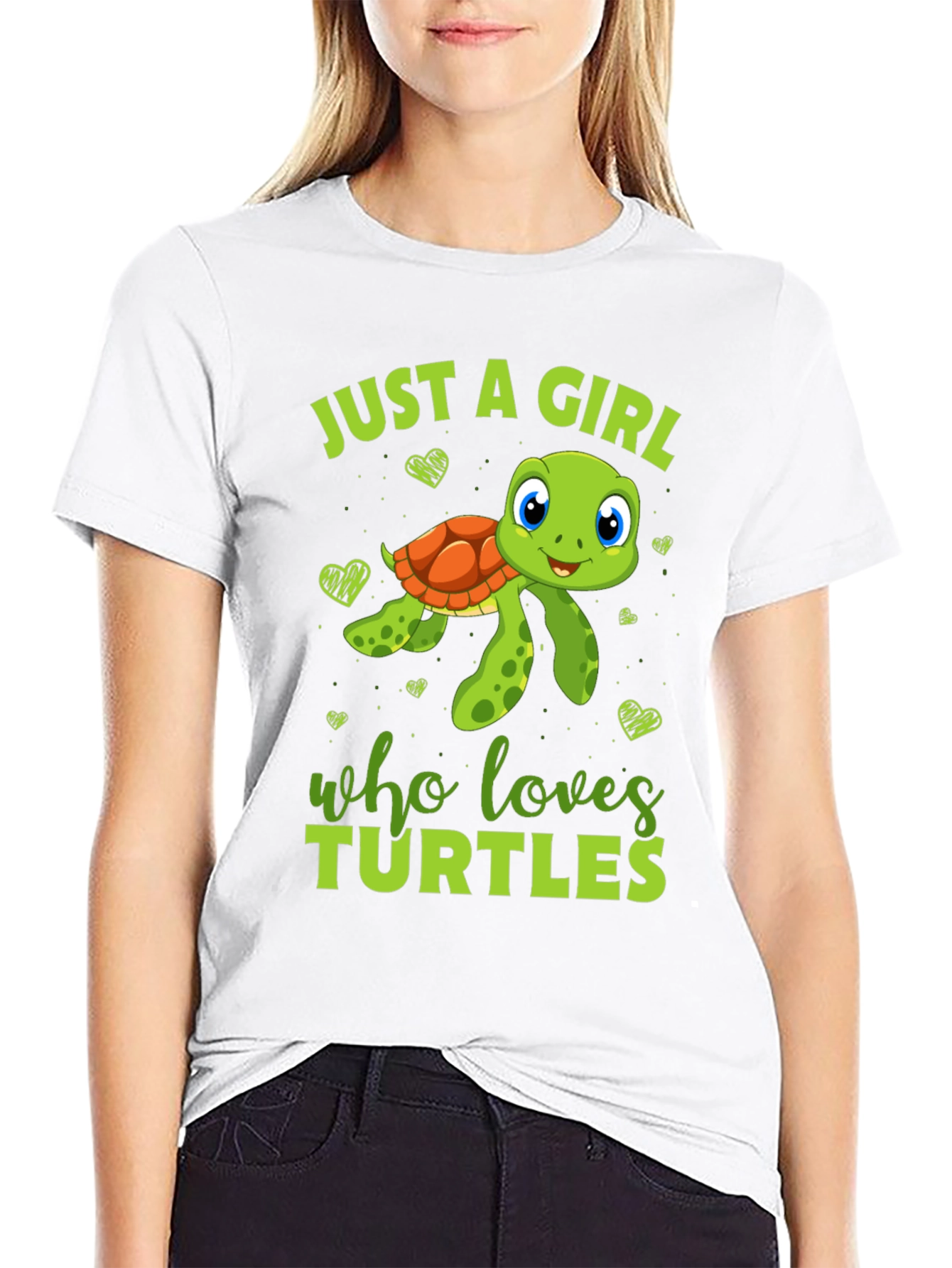 Girl Who Loves Turtles Black T-Shirt
