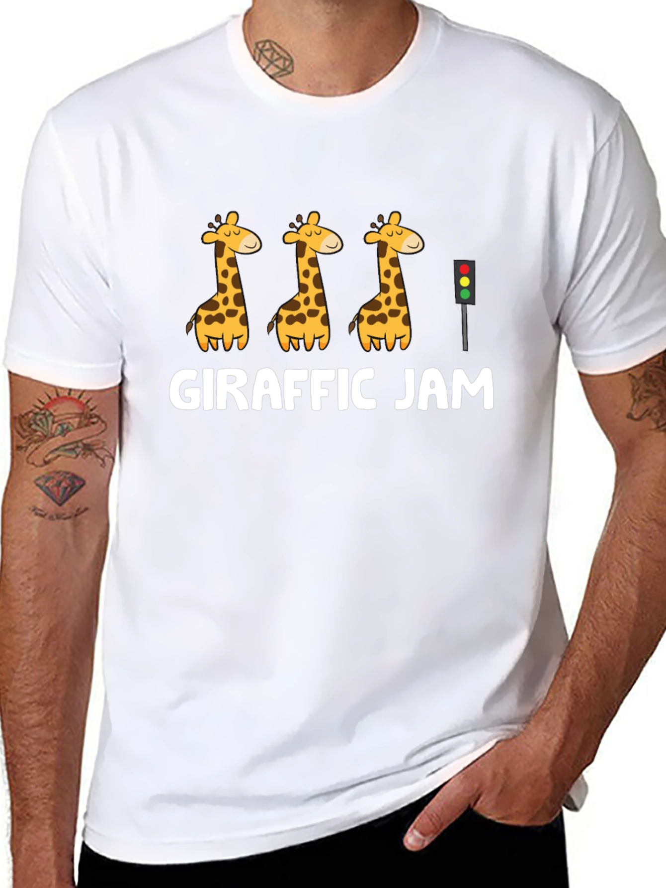Girafffic Jam Graphic Tee - Black Crewneck T-Shirt