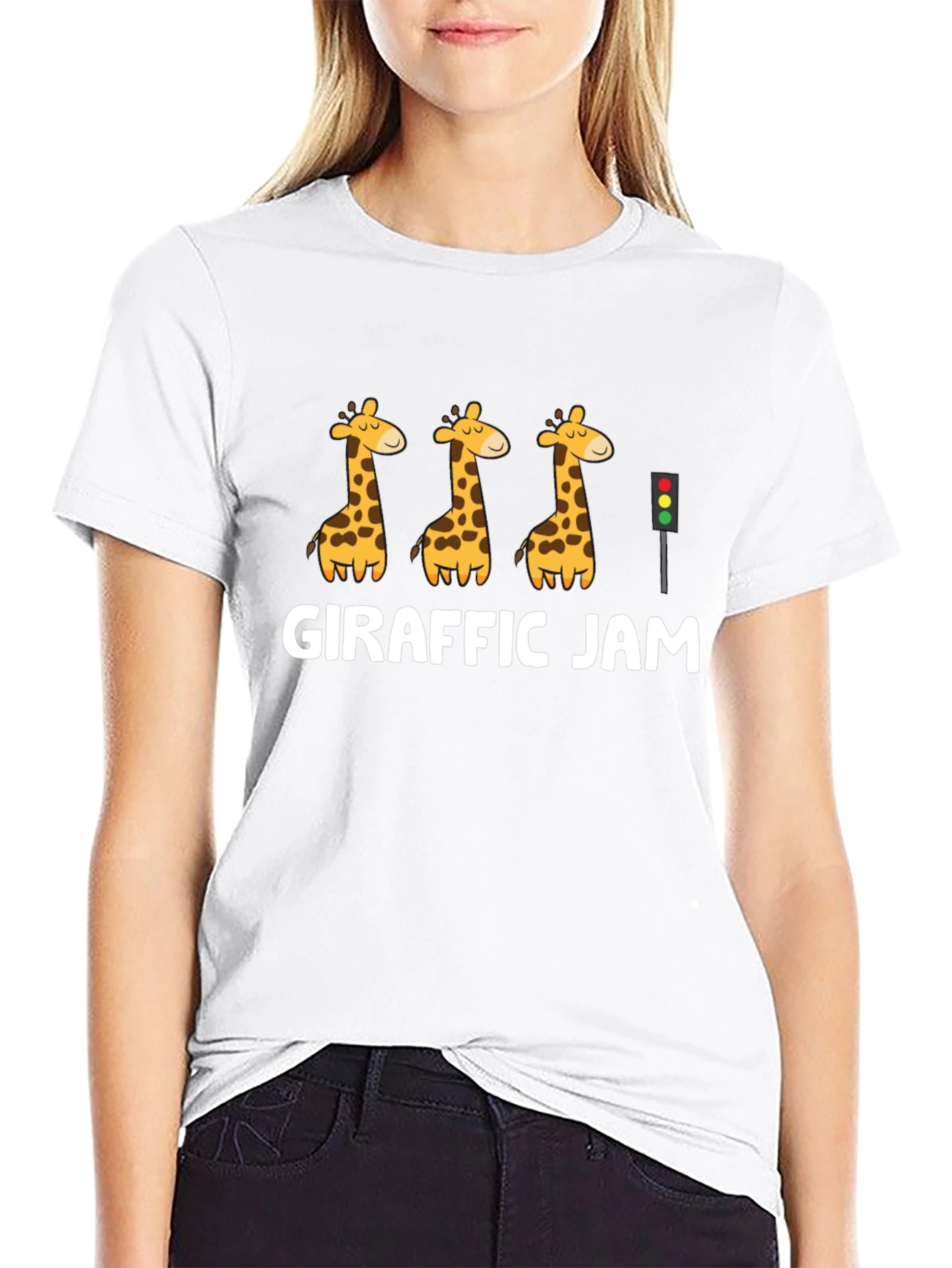 Girafffic Jam Graphic Tee - Black Crewneck T-Shirt