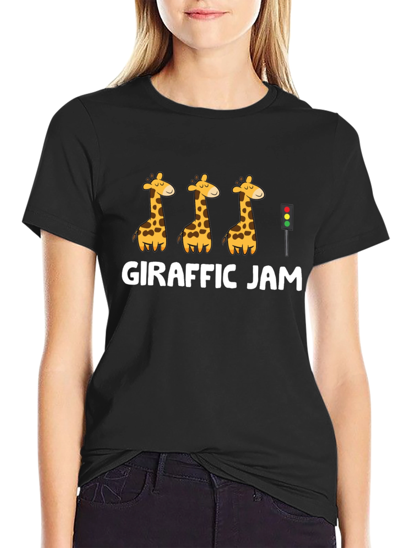 Girafffic Jam Graphic Tee - Black Crewneck T-Shirt