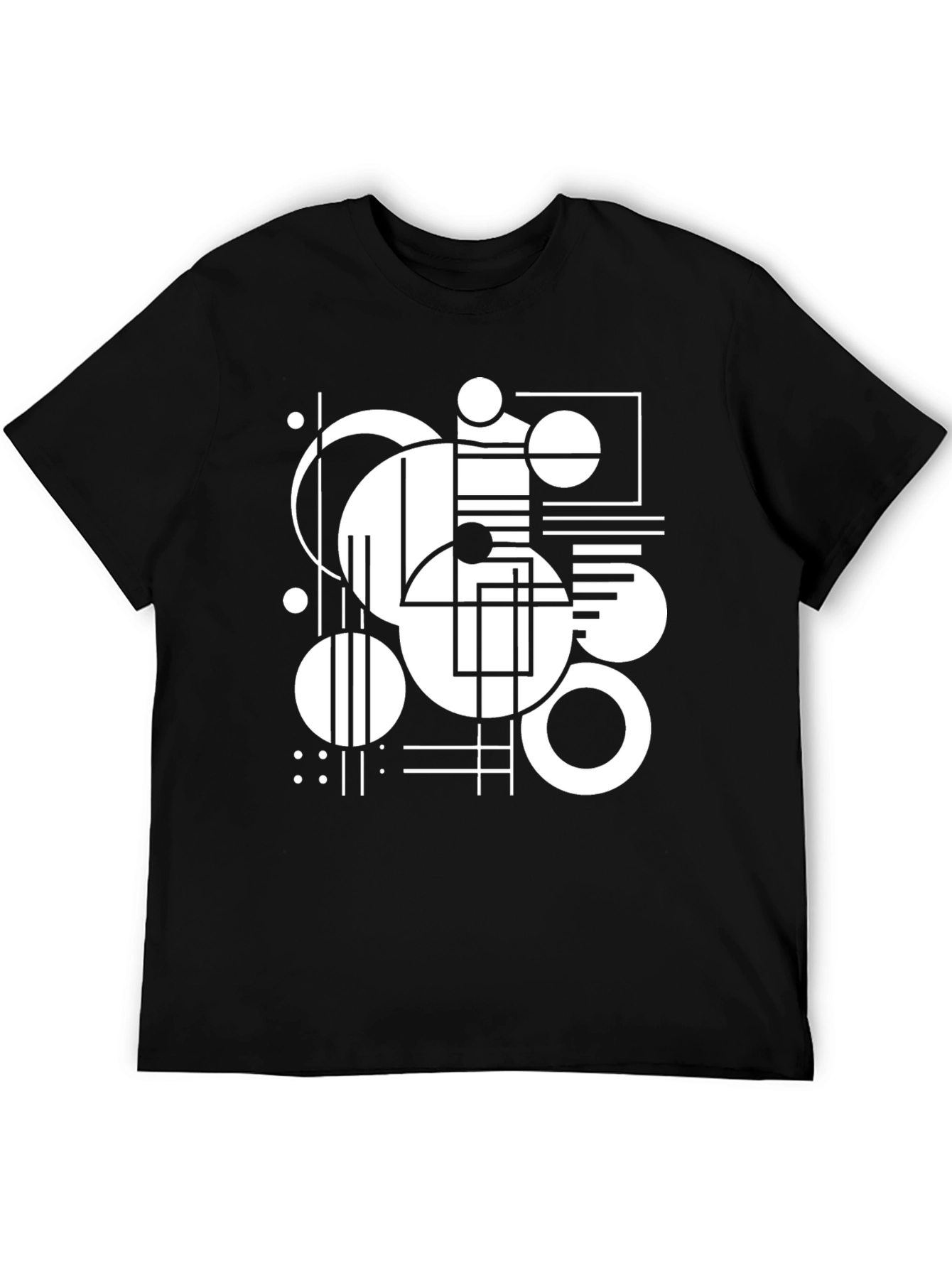 Abstract Geometric Design Black T-Shirt