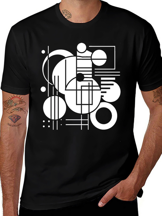 Abstract Geometric Design Black T-Shirt