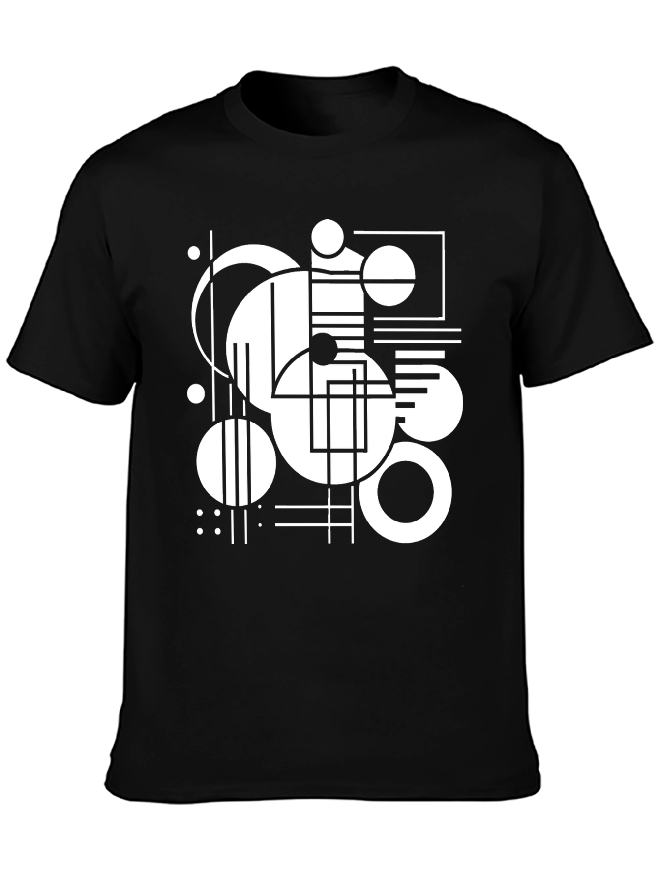 Abstract Geometric Design Black T-Shirt