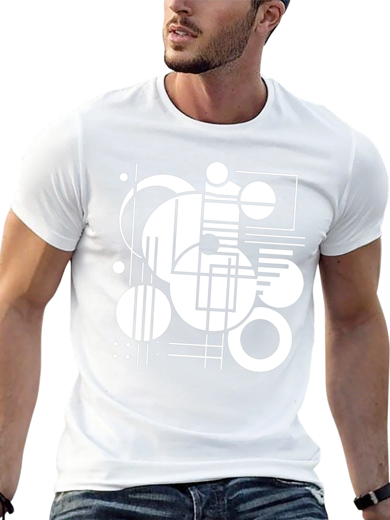 Abstract Geometric Design Black T-Shirt