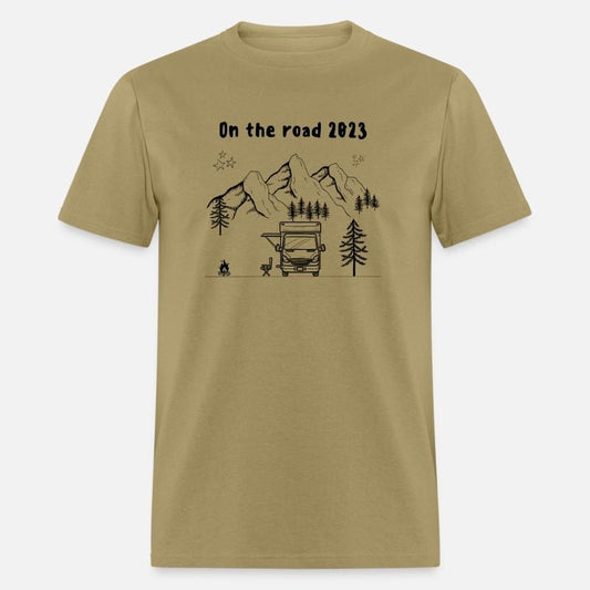 On The Road 2023 Camper Parked Mountains And