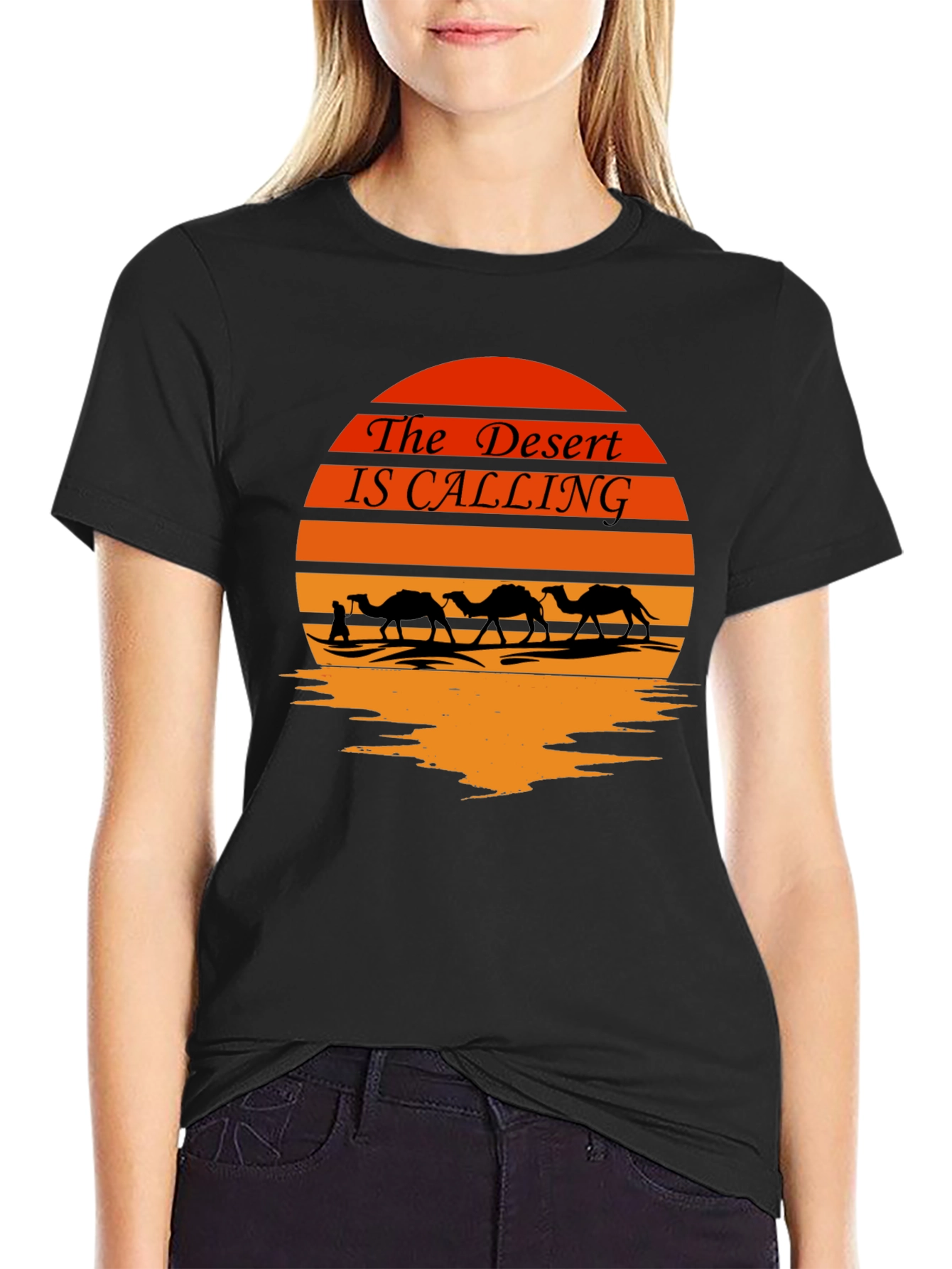 Desert Calling T-Shirt - Sunset Camel Design