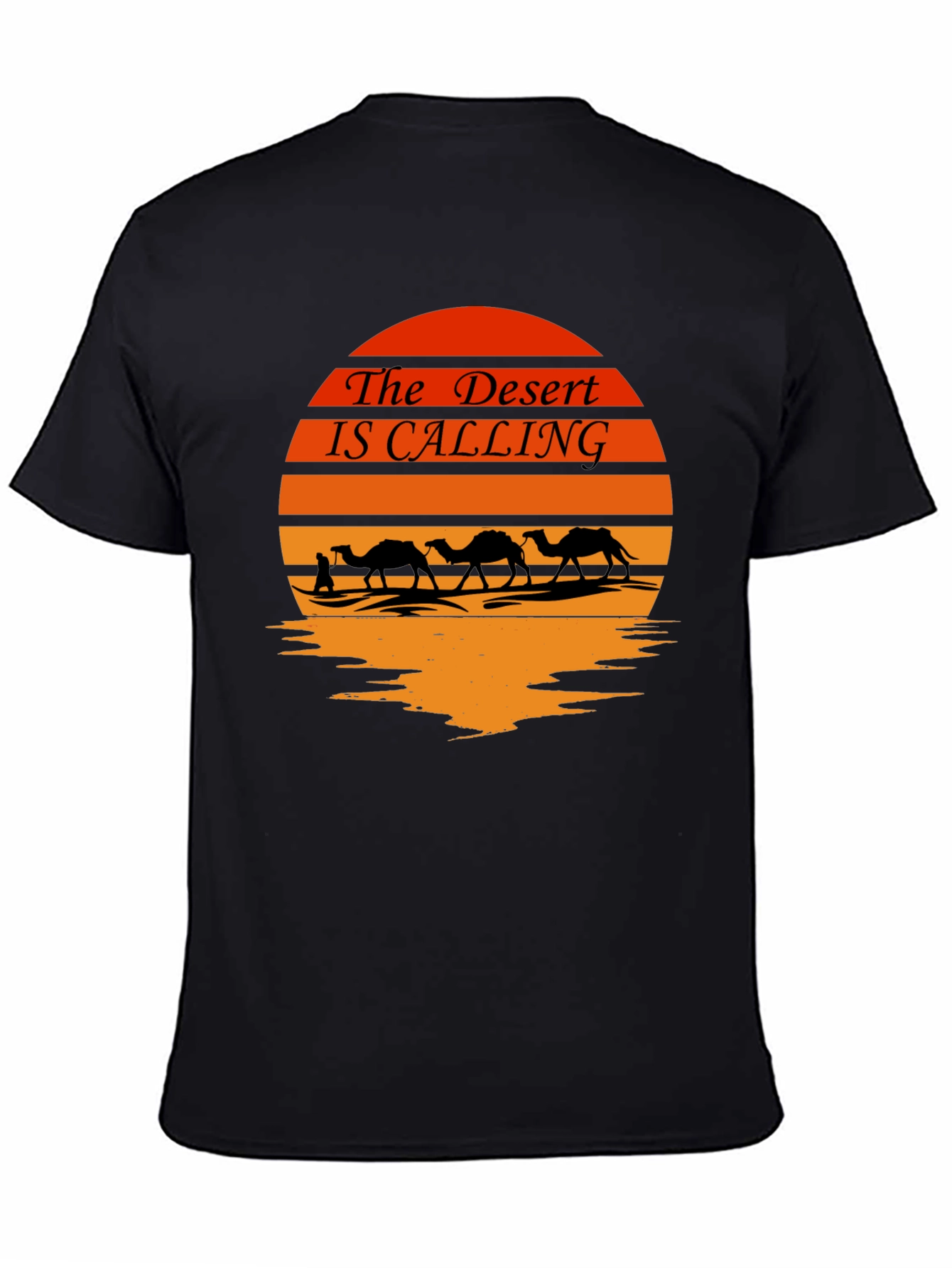 Desert Calling T-Shirt - Sunset Camel Design