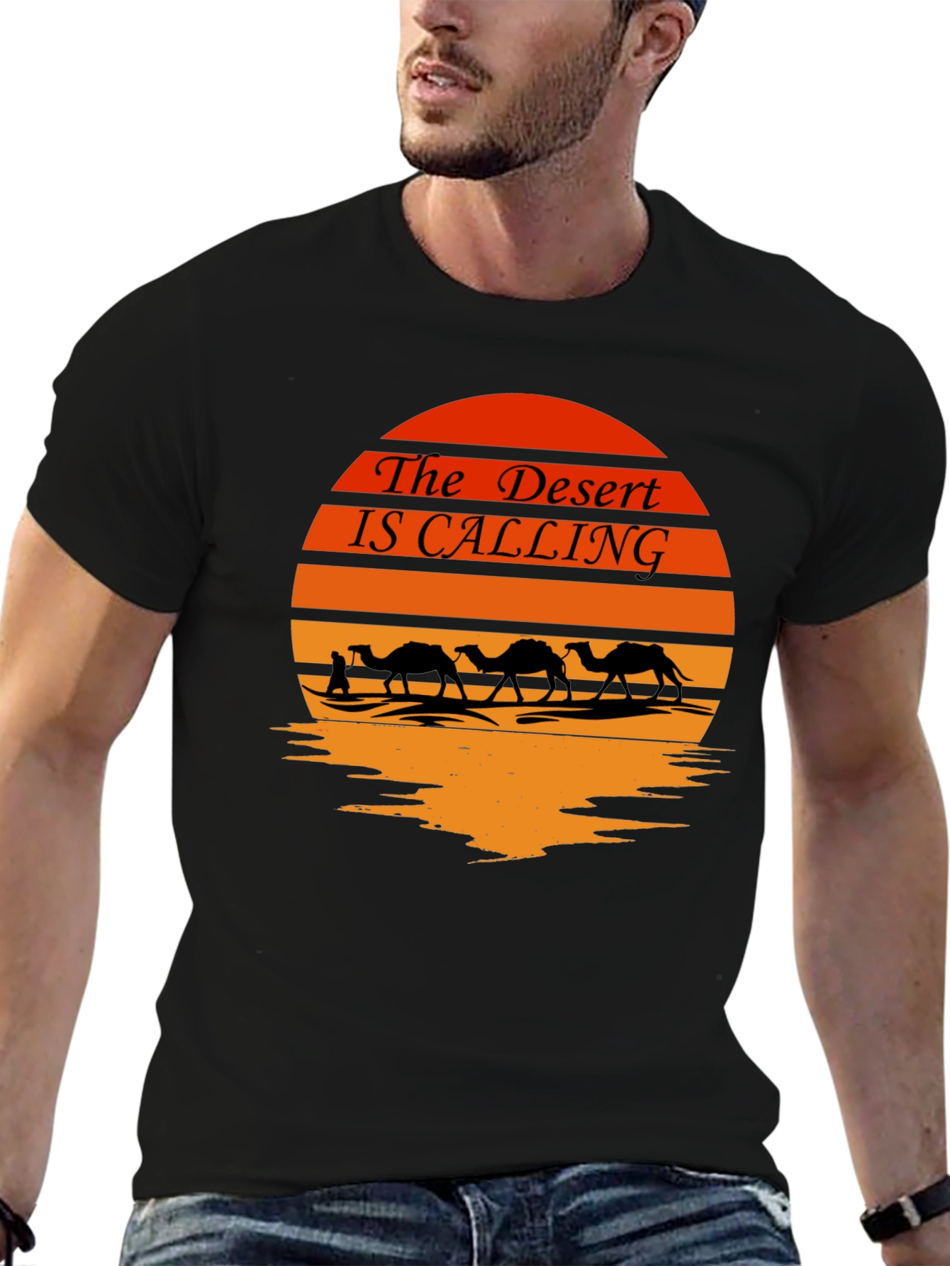 Desert Calling T-Shirt - Sunset Camel Design