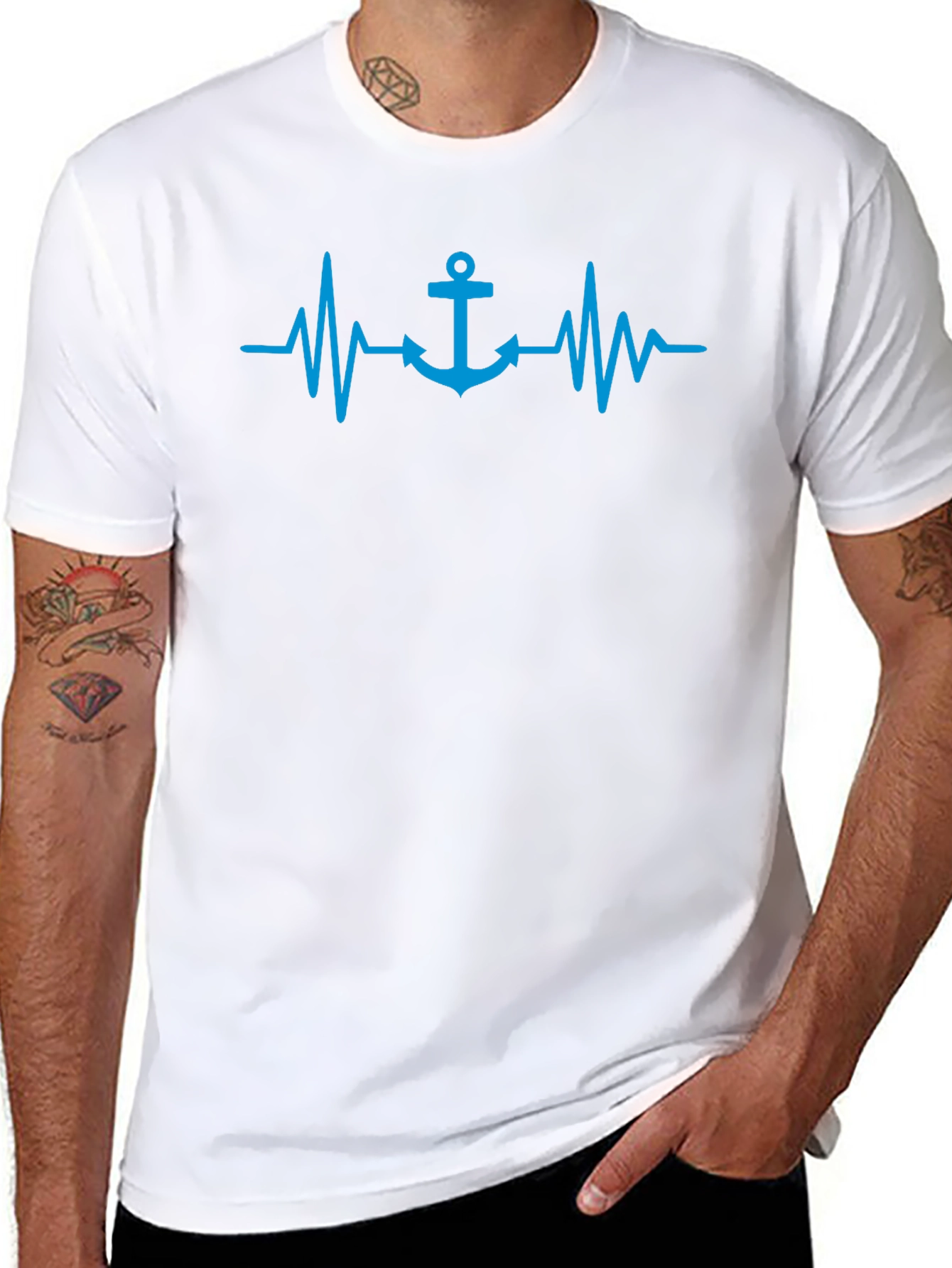 Anchor Heartbeat Graphic Tee - Nautical Style