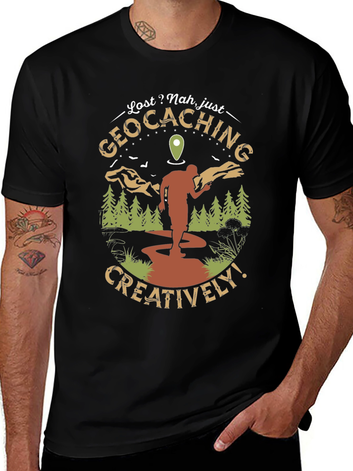 Geocaching Adventure T-Shirt - Lost? Nah Just Exploring!