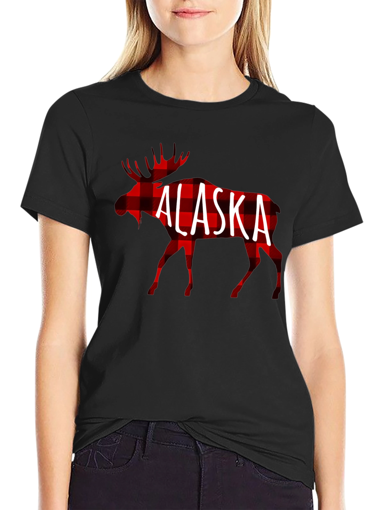 Alaska Moose Plaid T-Shirt