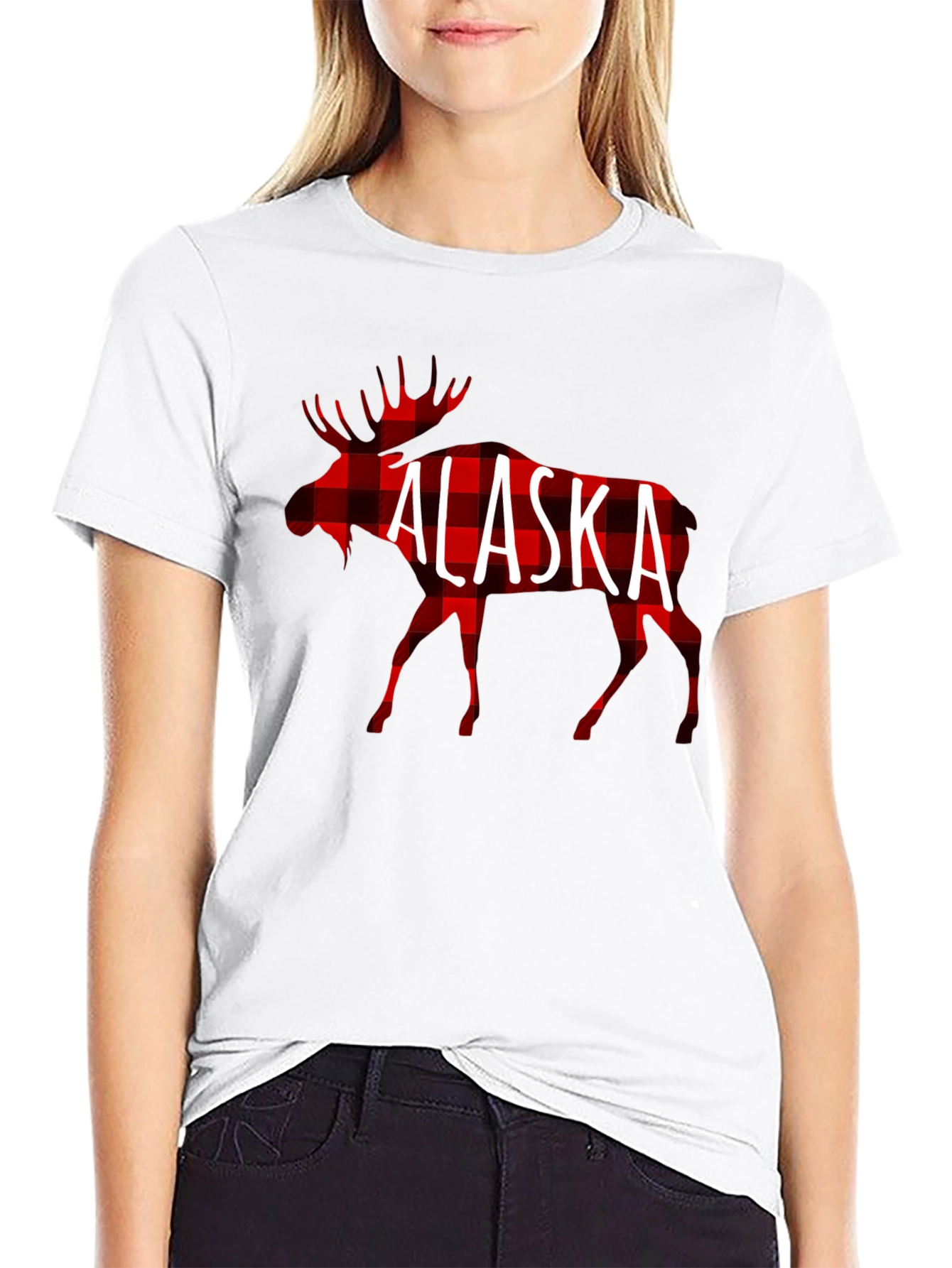 Alaska Moose Plaid T-Shirt