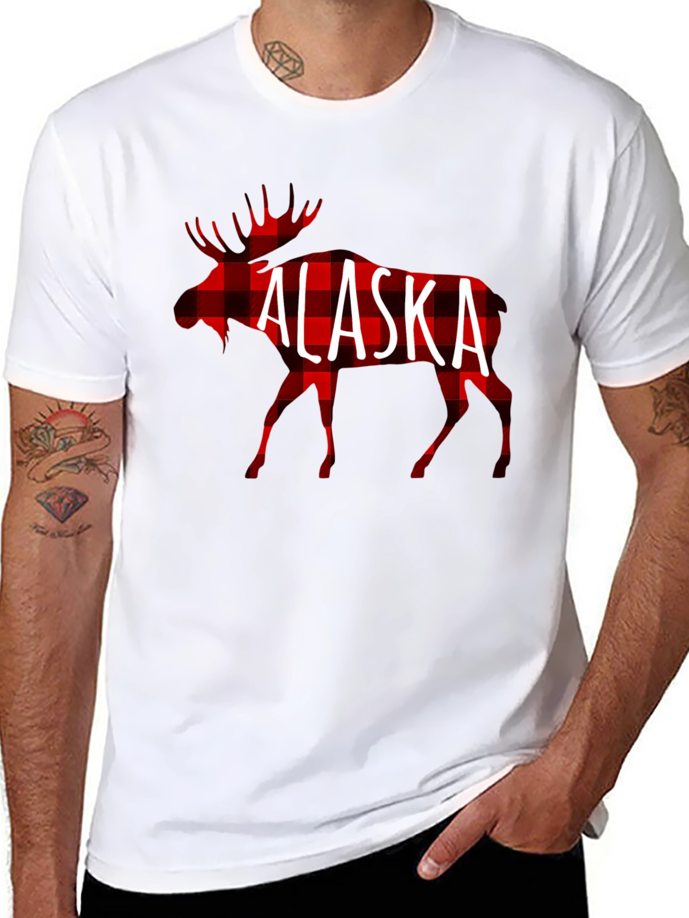 Alaska Moose Plaid T-Shirt