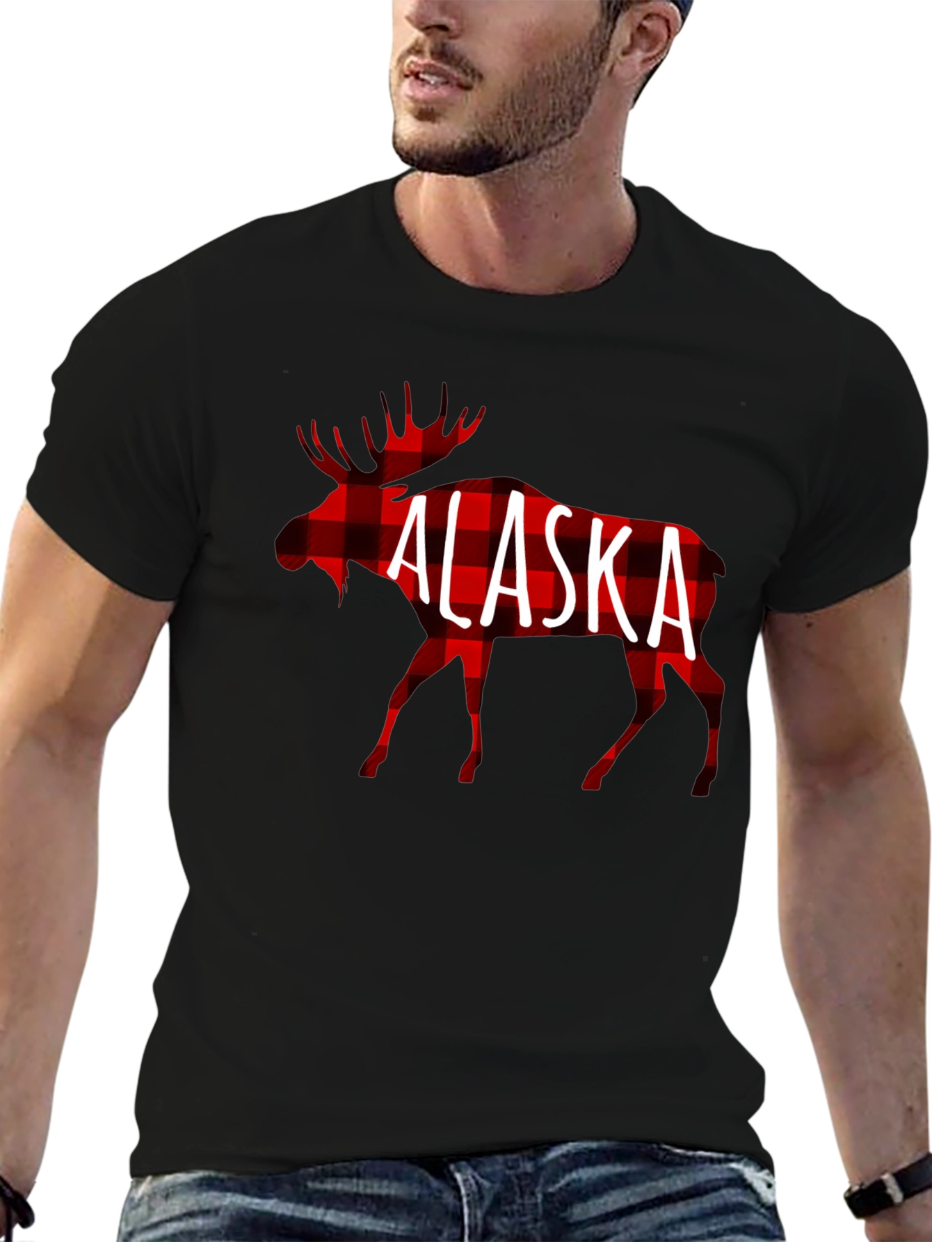 Alaska Moose Plaid T-Shirt