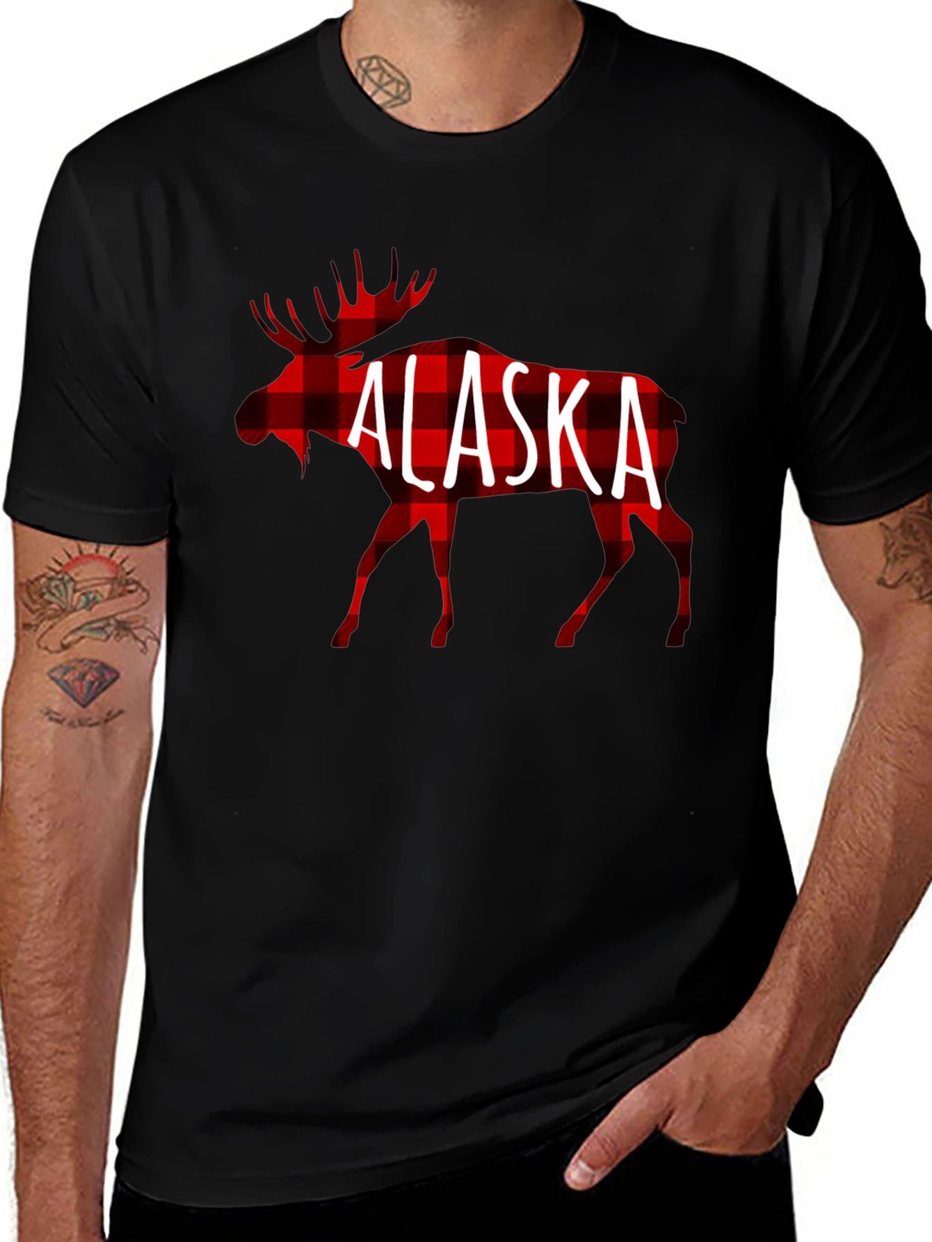 Alaska Moose Plaid T-Shirt