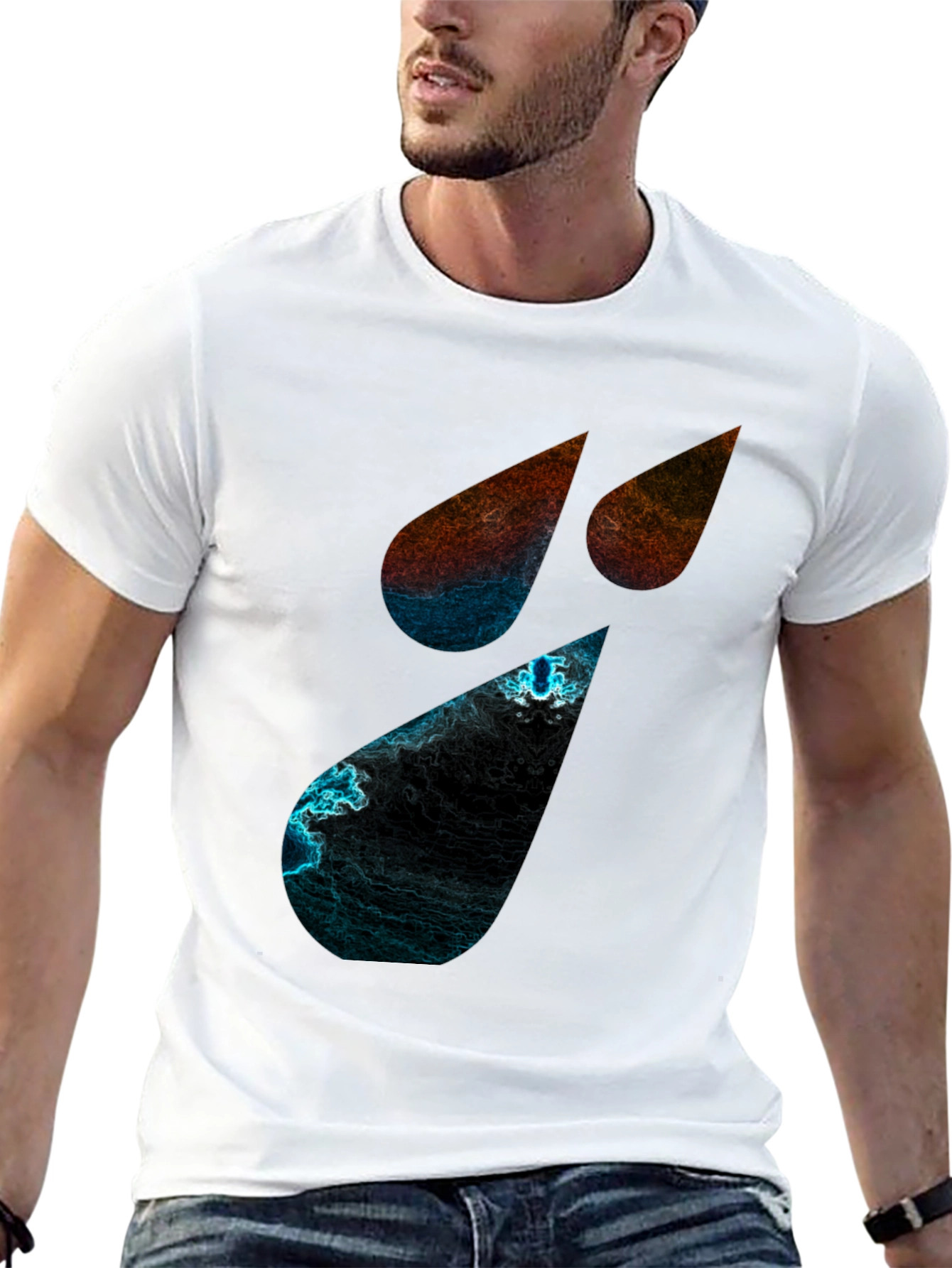 Abstract Teardrop Graphic Black T-Shirt