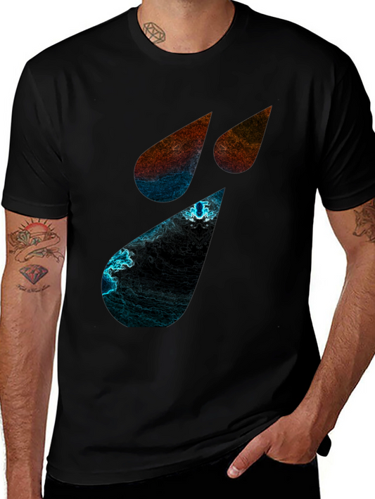 Abstract Teardrop Graphic Black T-Shirt