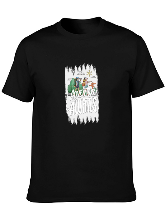 Adventure Awaits Black Graphic T-Shirt
