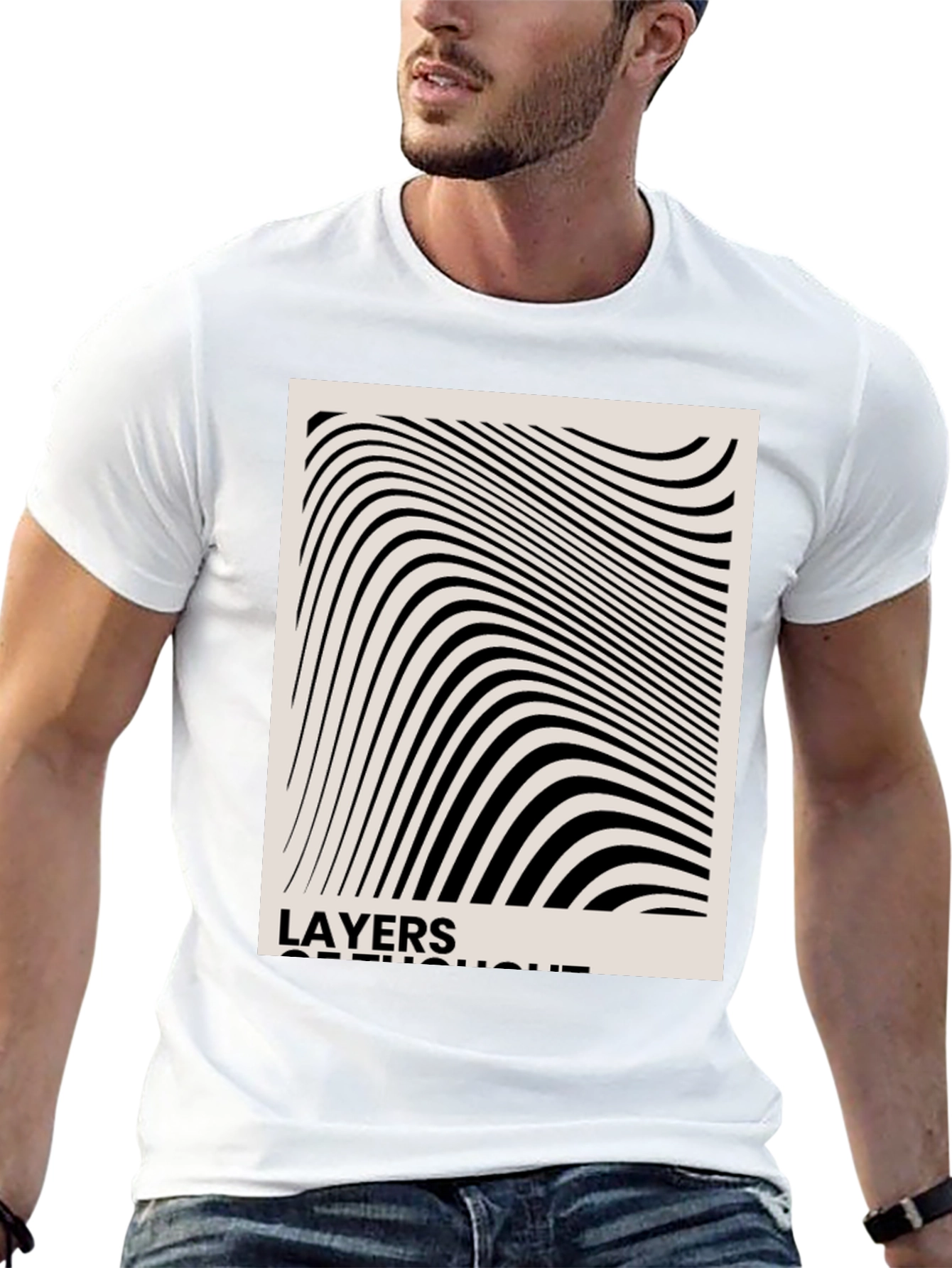 Abstract Layers of Thought Black T-Shirt