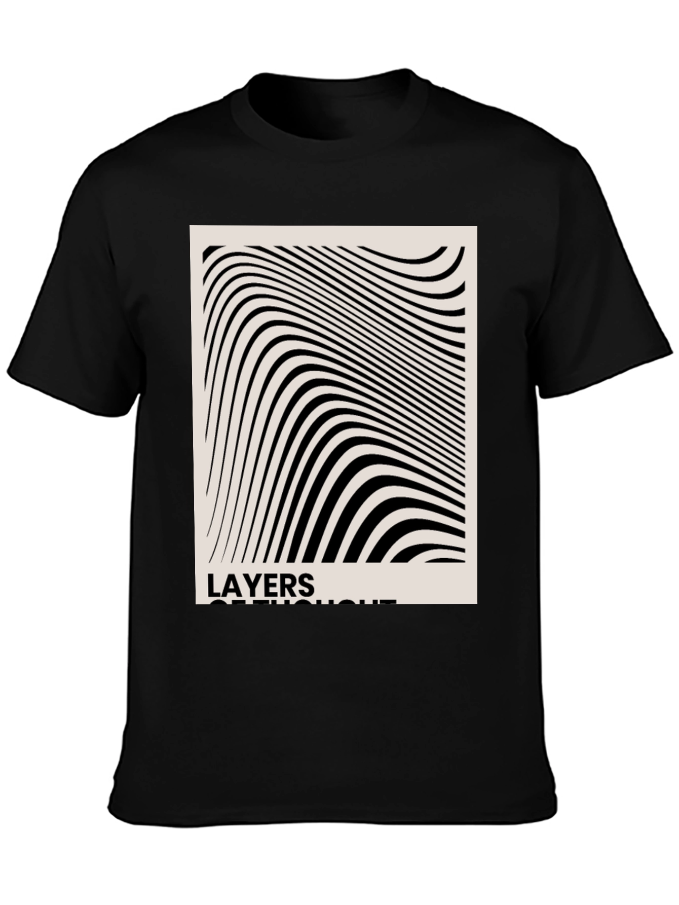 Abstract Layers of Thought Black T-Shirt