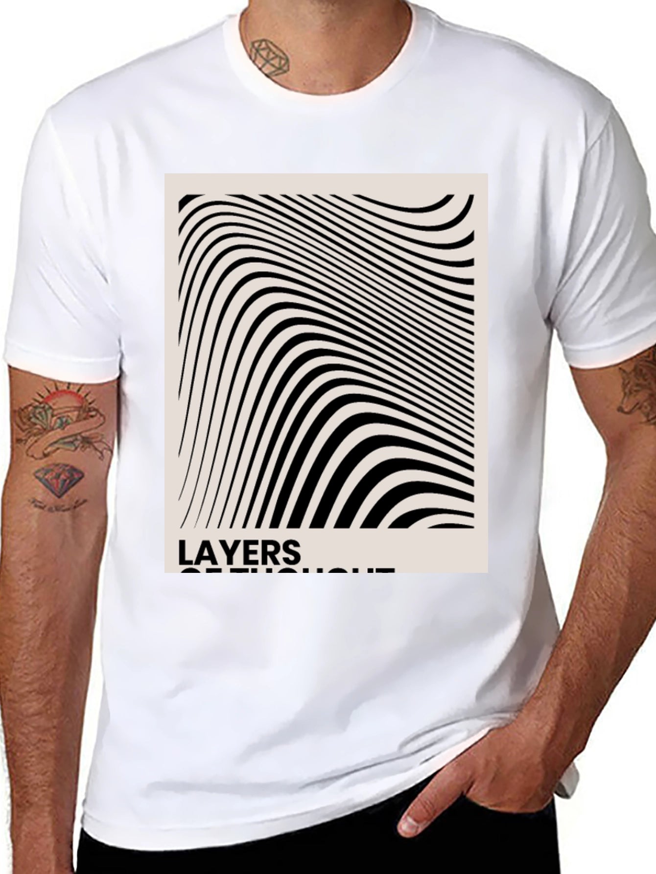 Abstract Layers of Thought Black T-Shirt
