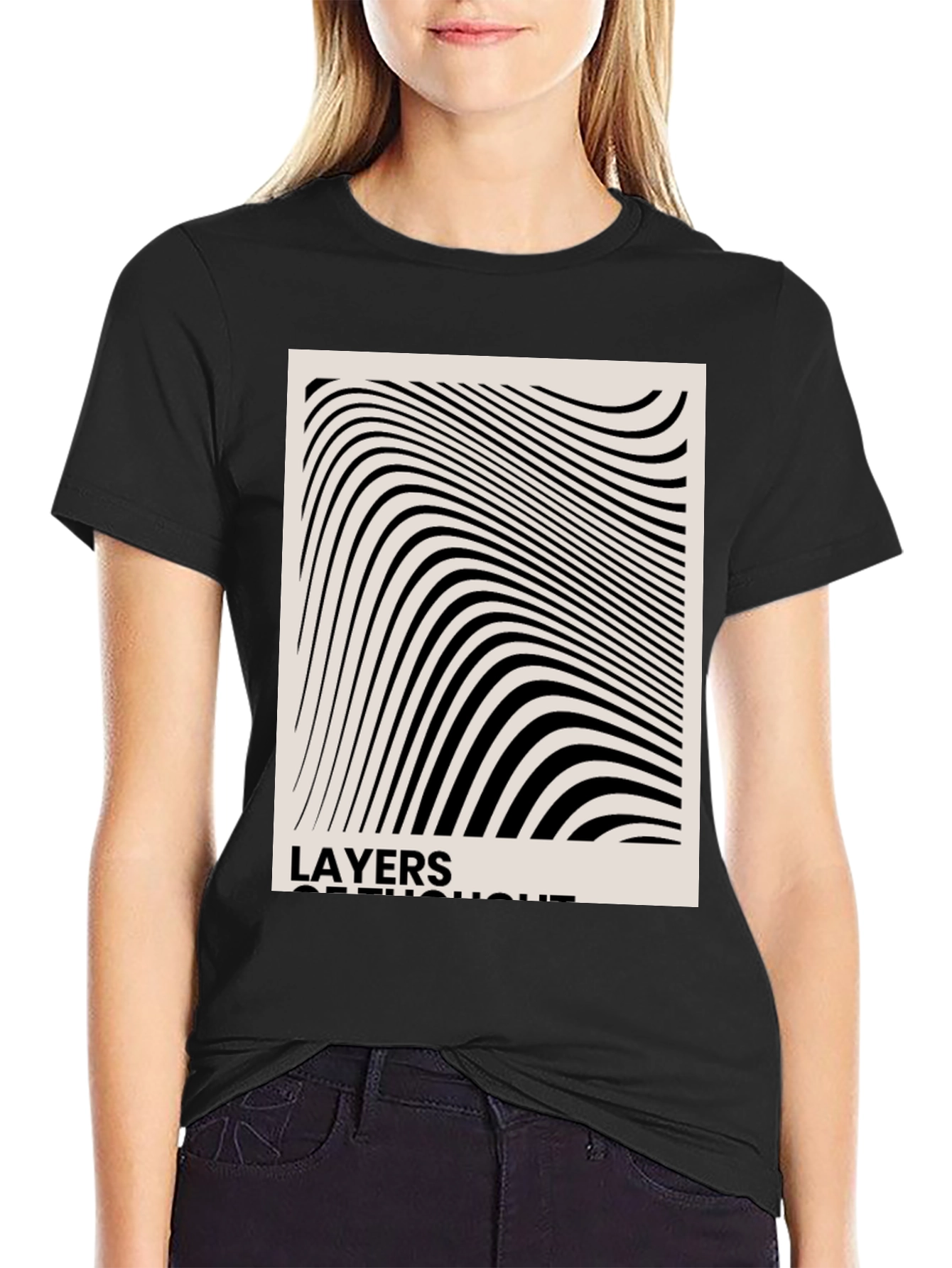 Abstract Layers of Thought Black T-Shirt