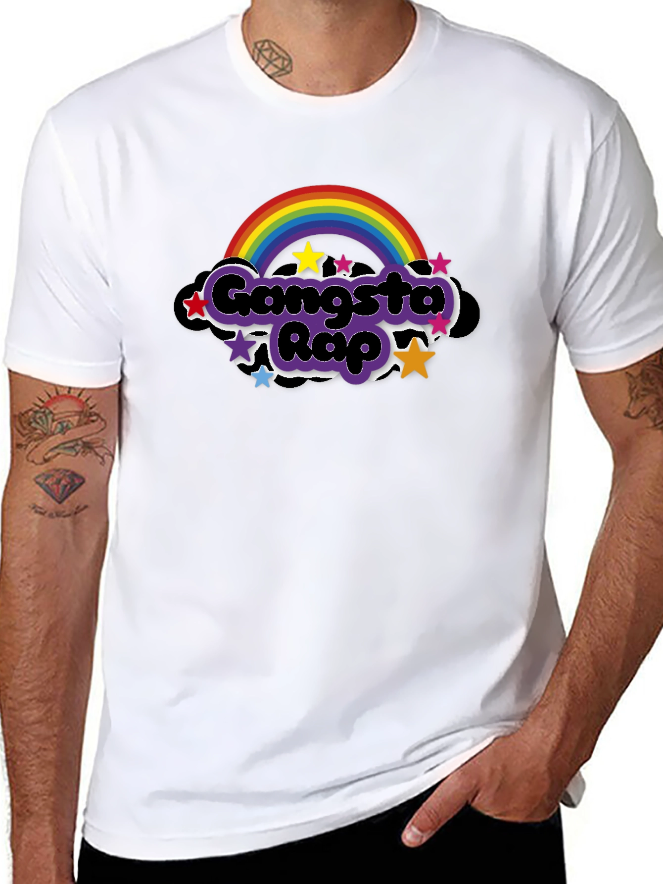 Gangsta Rap Rainbow T-Shirt - Unique Graphic Tee
